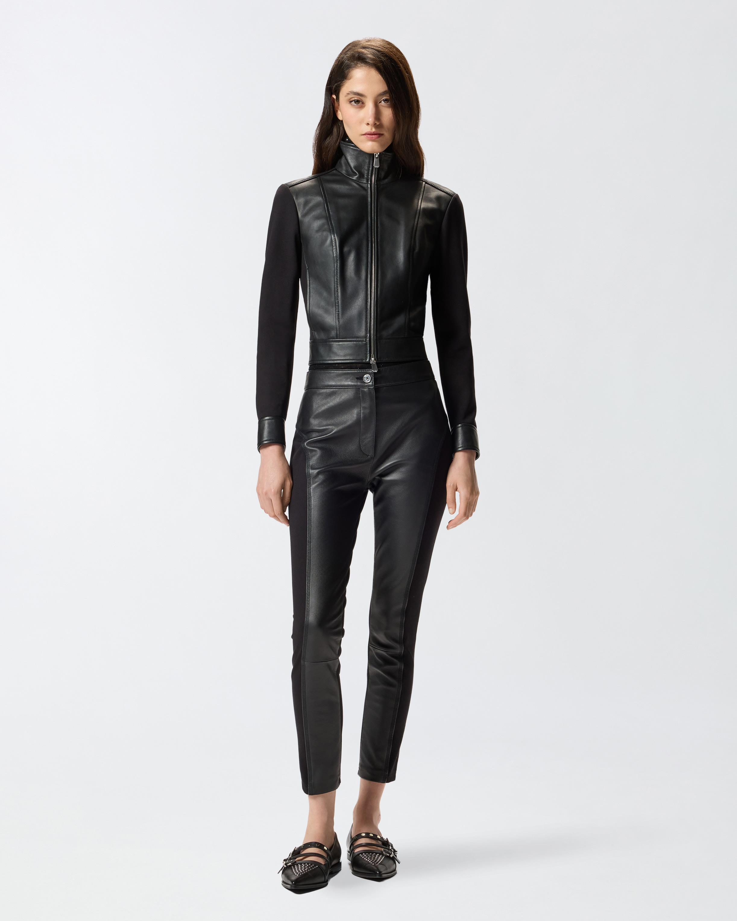 Pinko Long-sleeved Motorcycle Jacket In Black