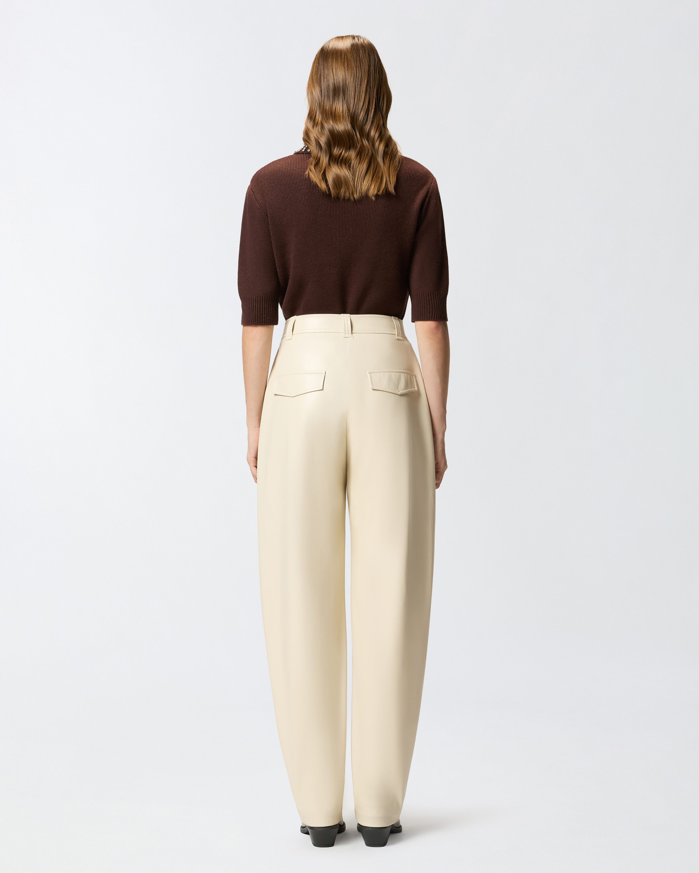 Брюки-баллоны с эффектом мягкой кожи 2