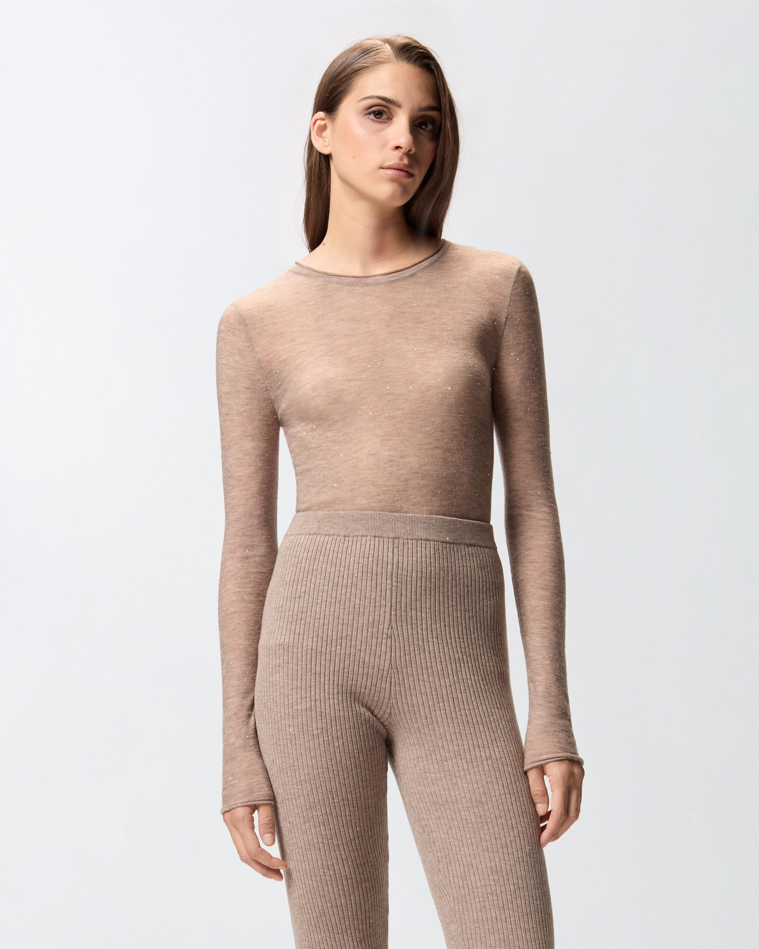 亮片圆领针织衫 - 米色 - large | Pinko 