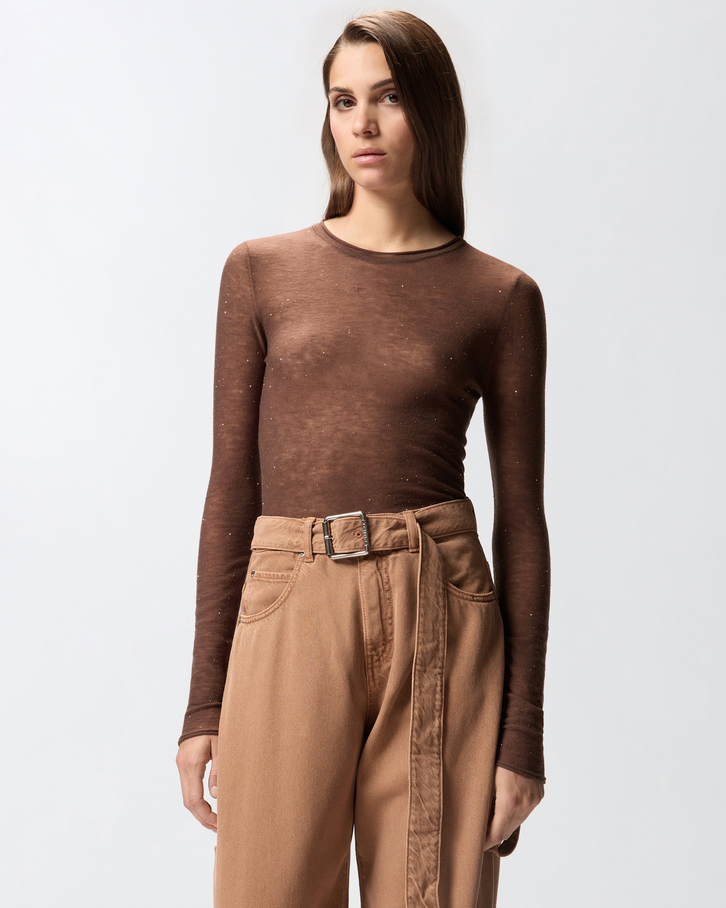 亮片圆领针织衫 - 非洲大地 - large | Pinko 