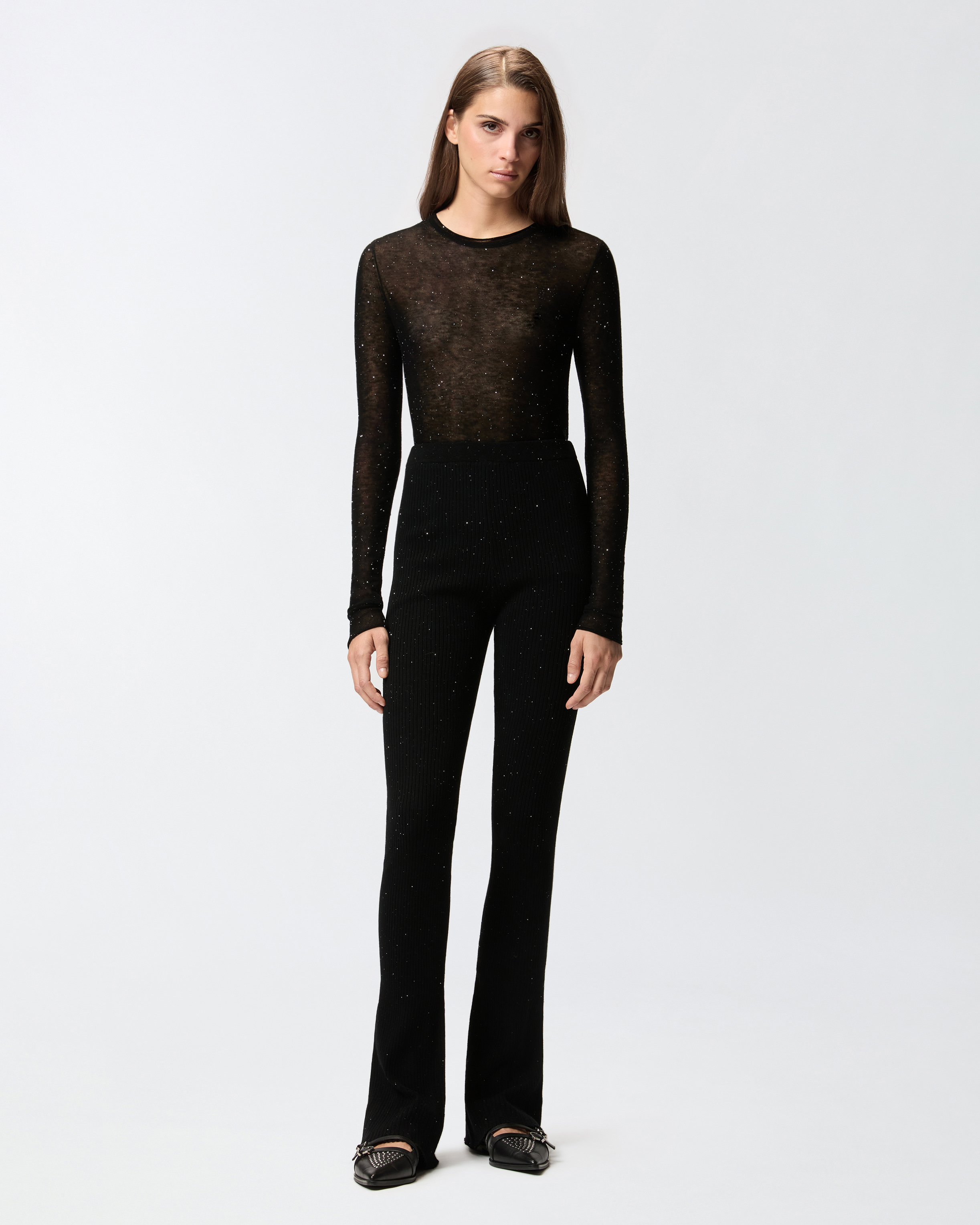 T-shirt à col rond à paillettes 1