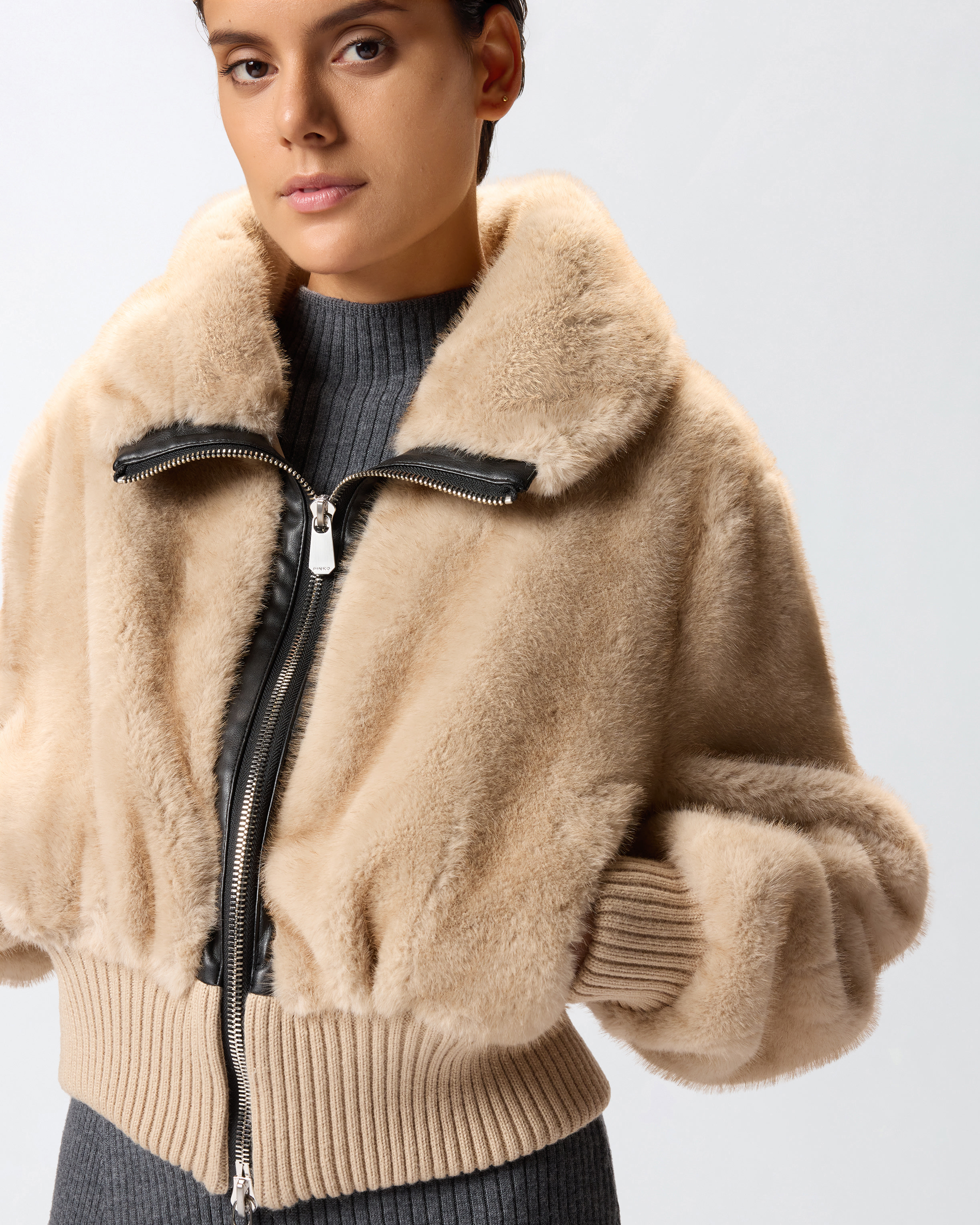 Bomberjacke aus Stoff mit Pelzeffekt 3