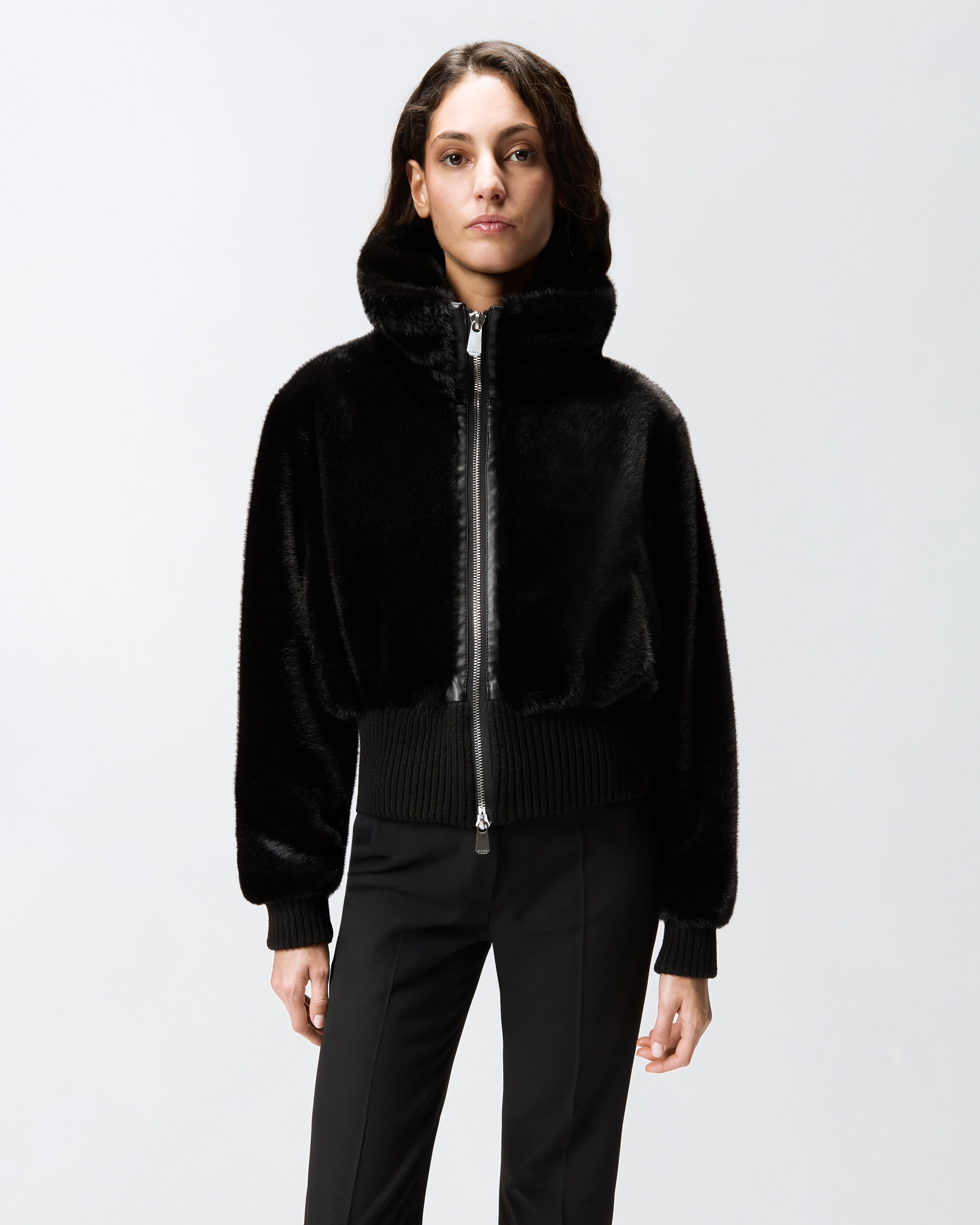 Faux fur bomber jacket - Black - large | Pinko 
