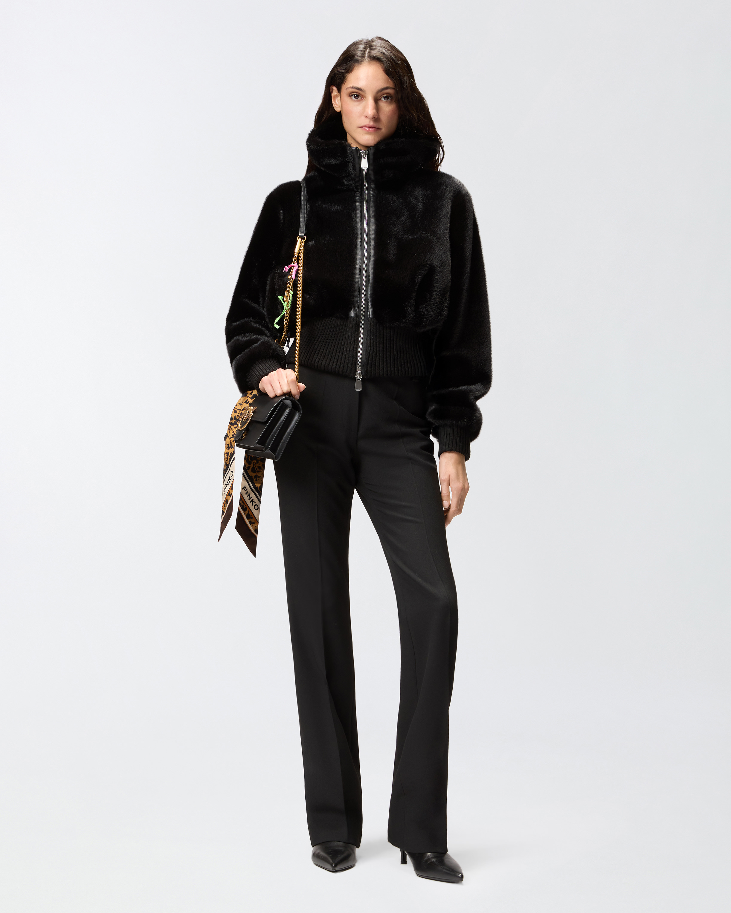 Bomberjacke aus Stoff mit Pelzeffekt 1