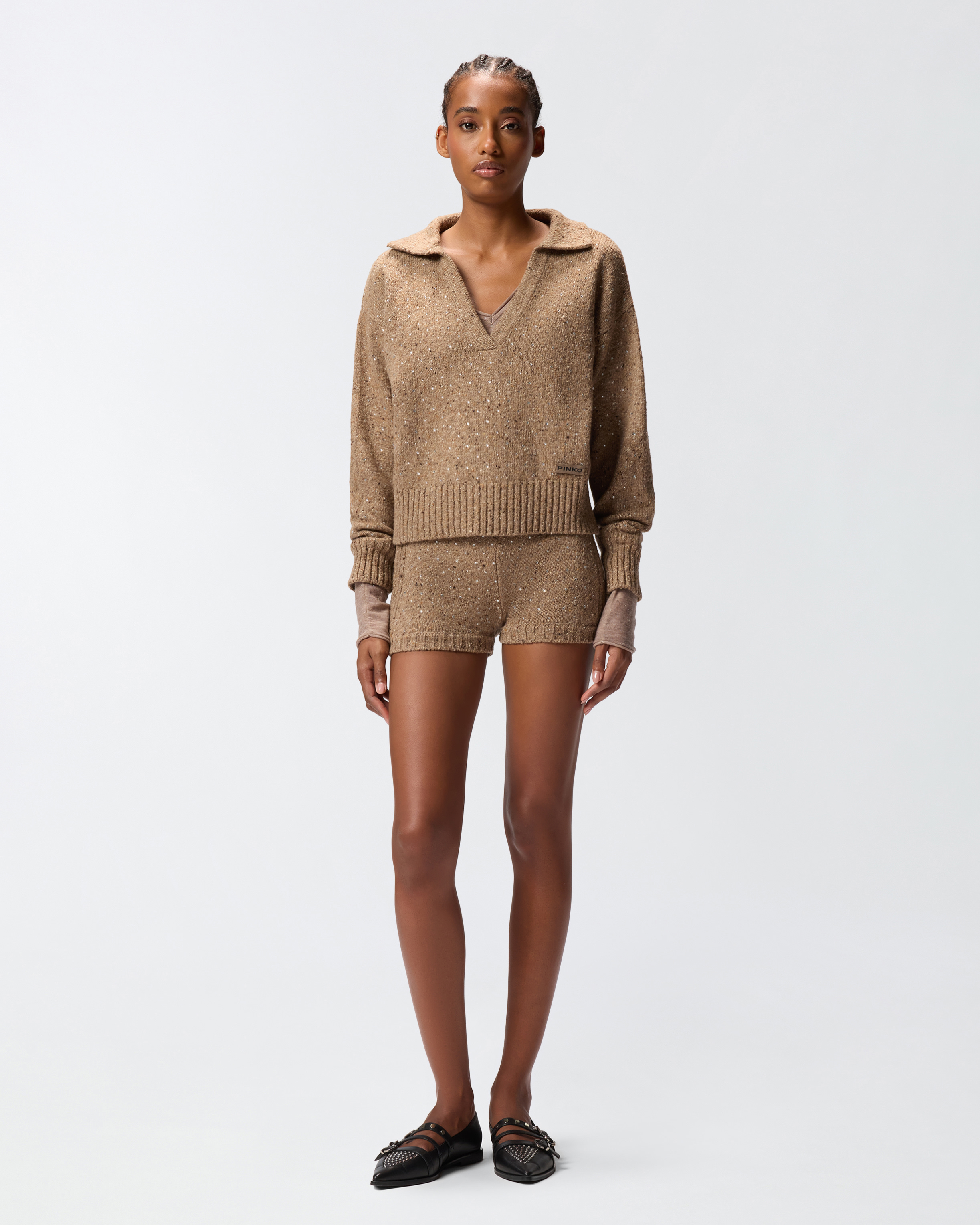 Jersey con cuello de pico y lentejuelas 1