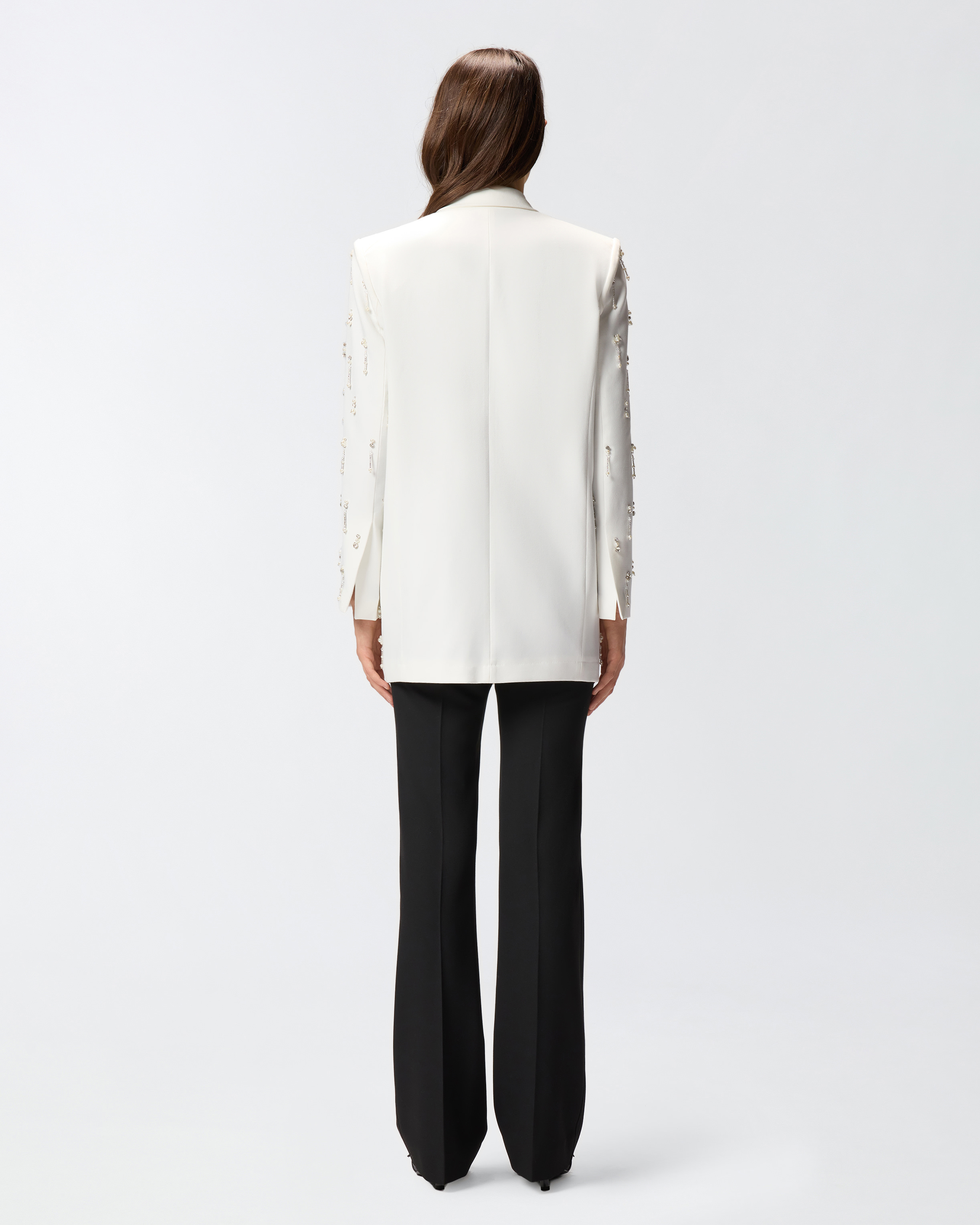 Pinko Crystal-embellished Double-breasted Jacket In White
