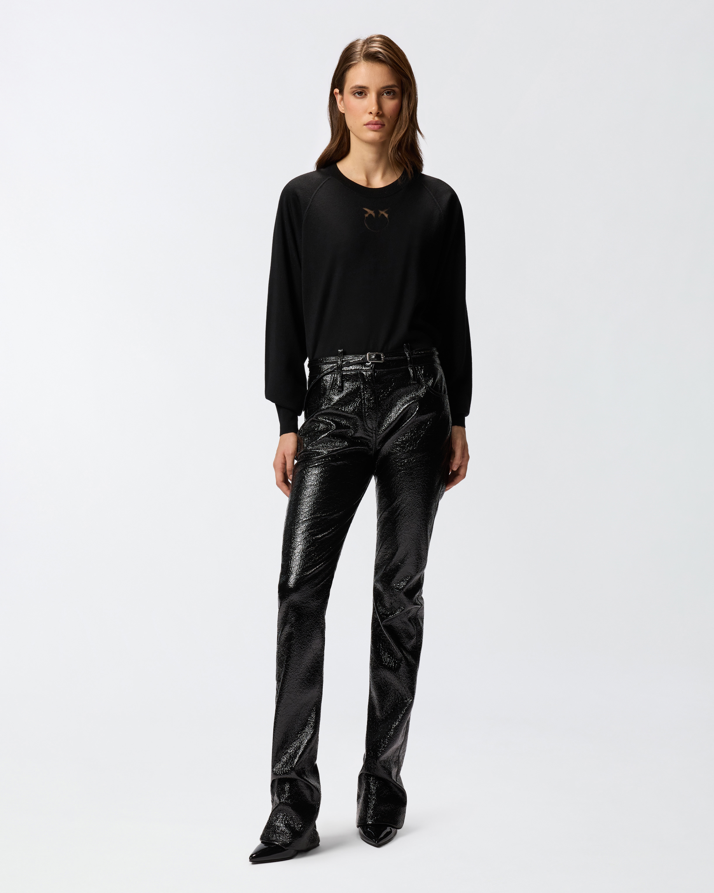 Pinko Sweater With Love Birds Logo In Black