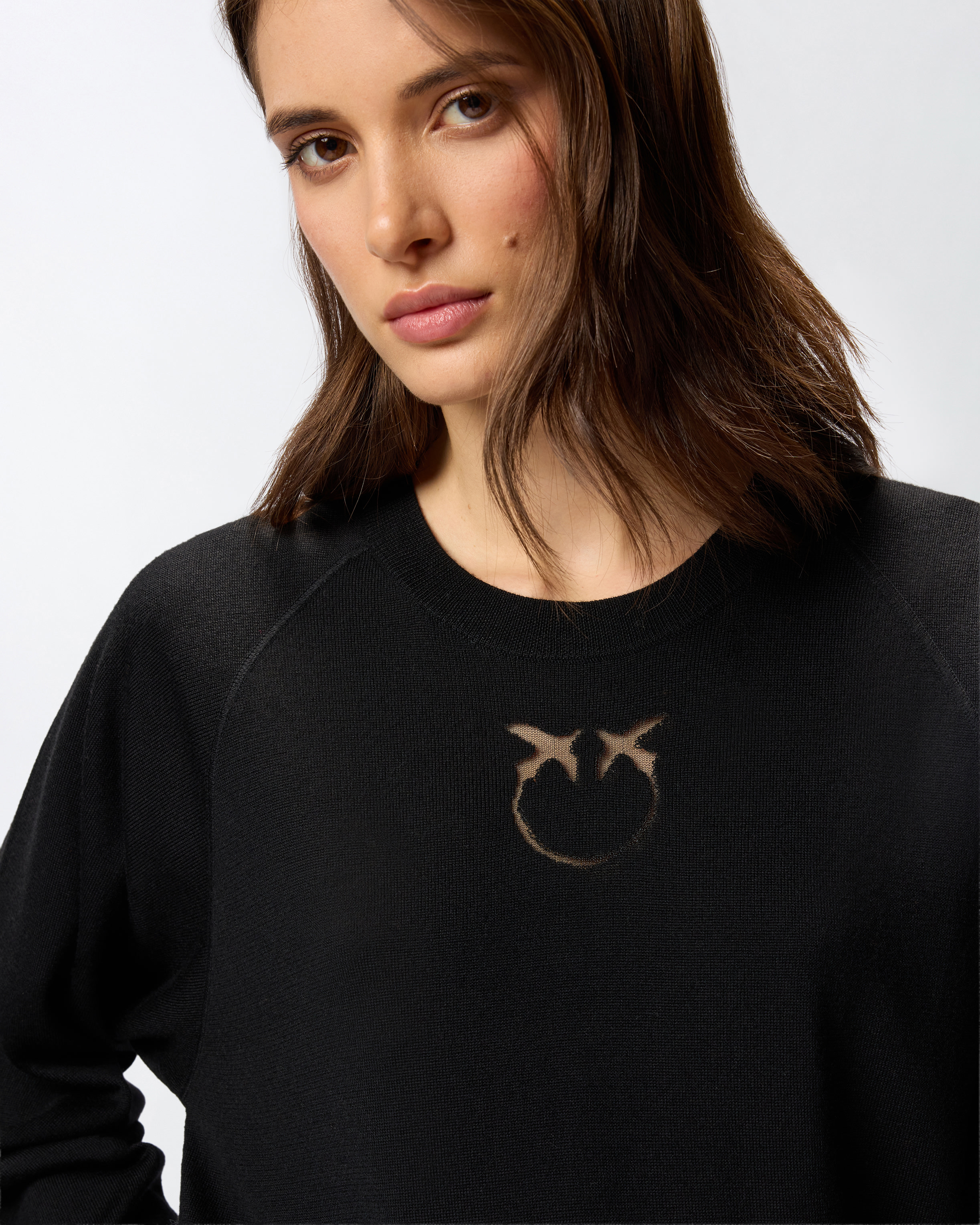 Pinko Sweater With Love Birds Logo In Black