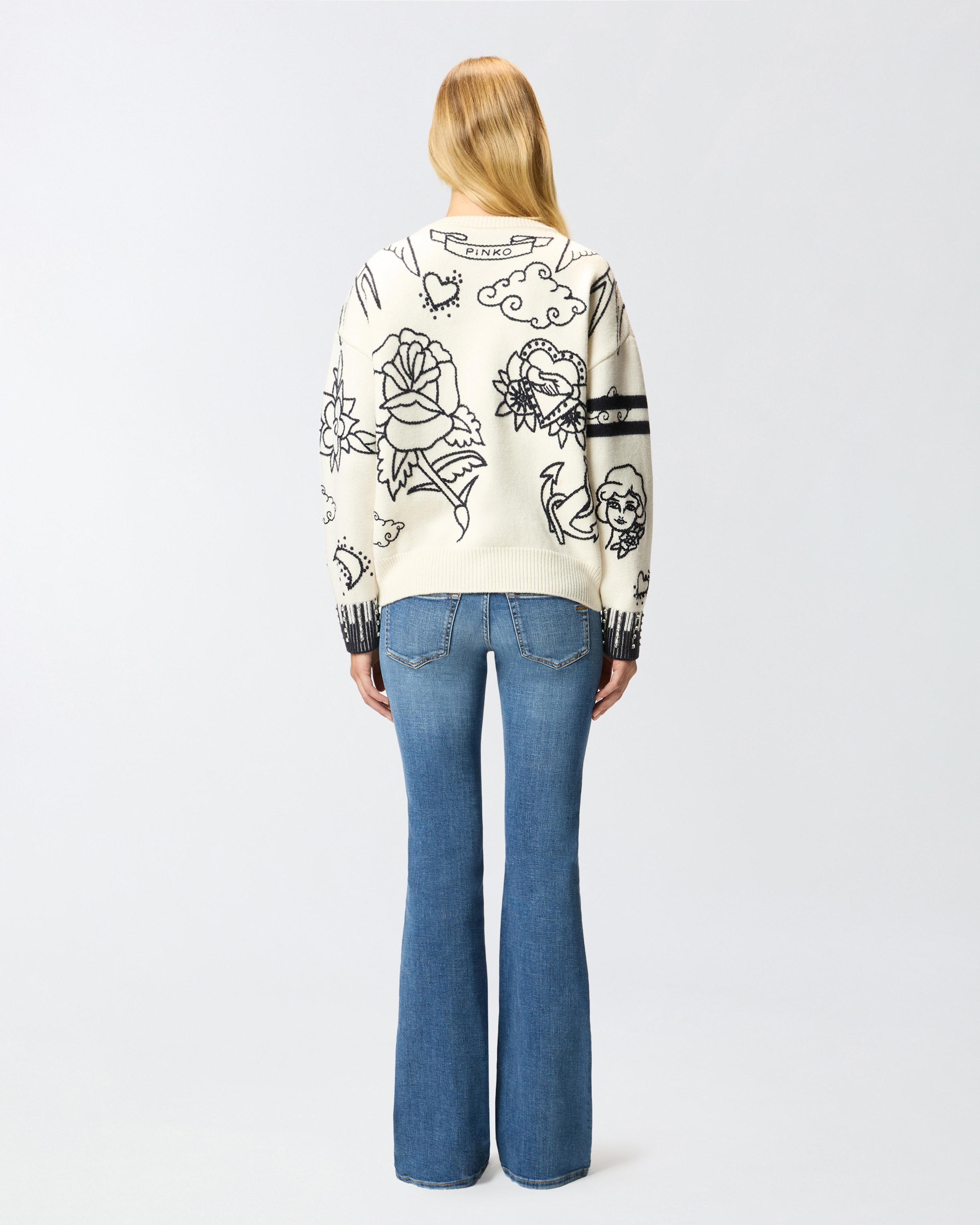 Patterned crew-neck sweater PINKO → Shop Online