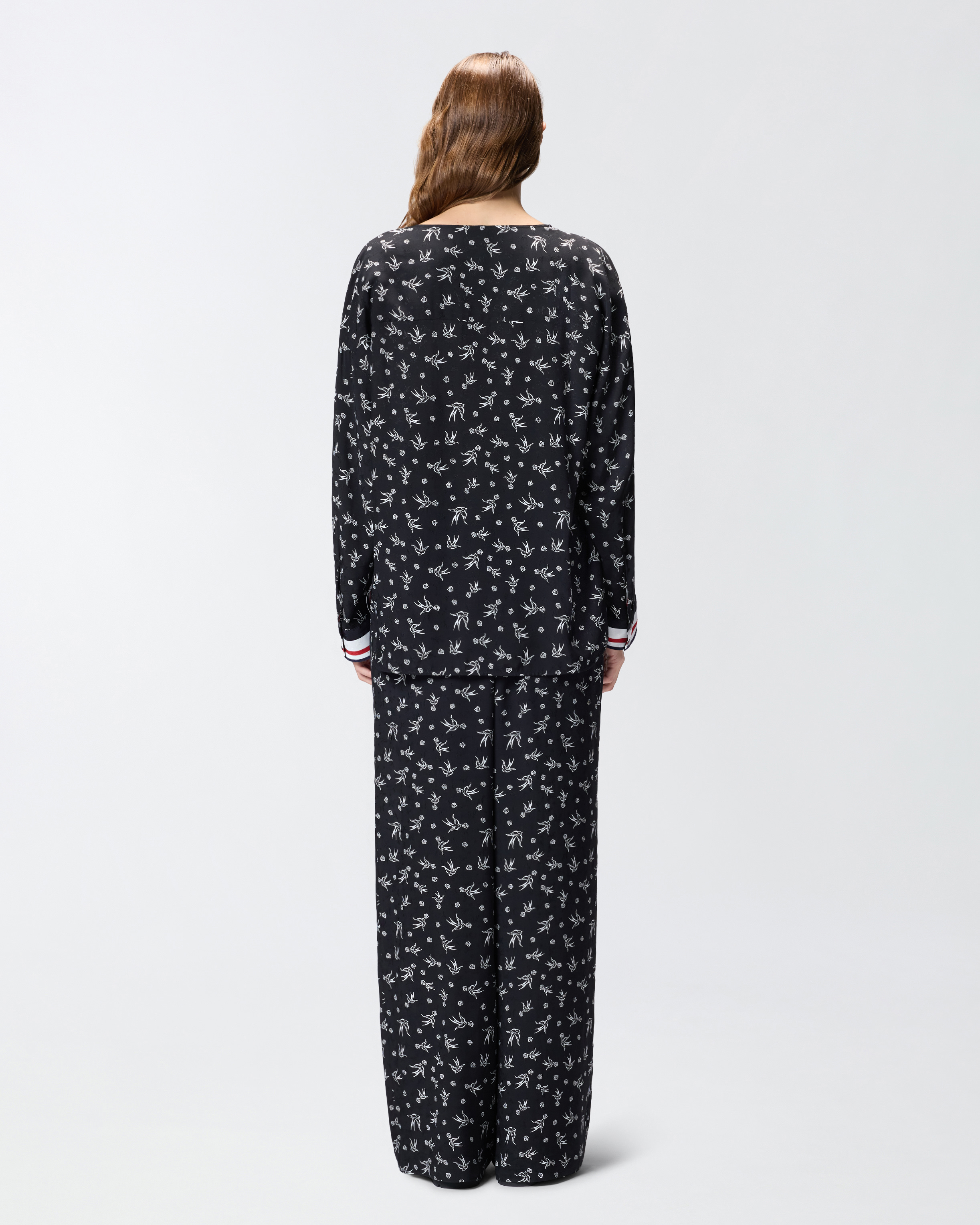 Рубашка из вискозы с жаккардовым узором и принтом 2