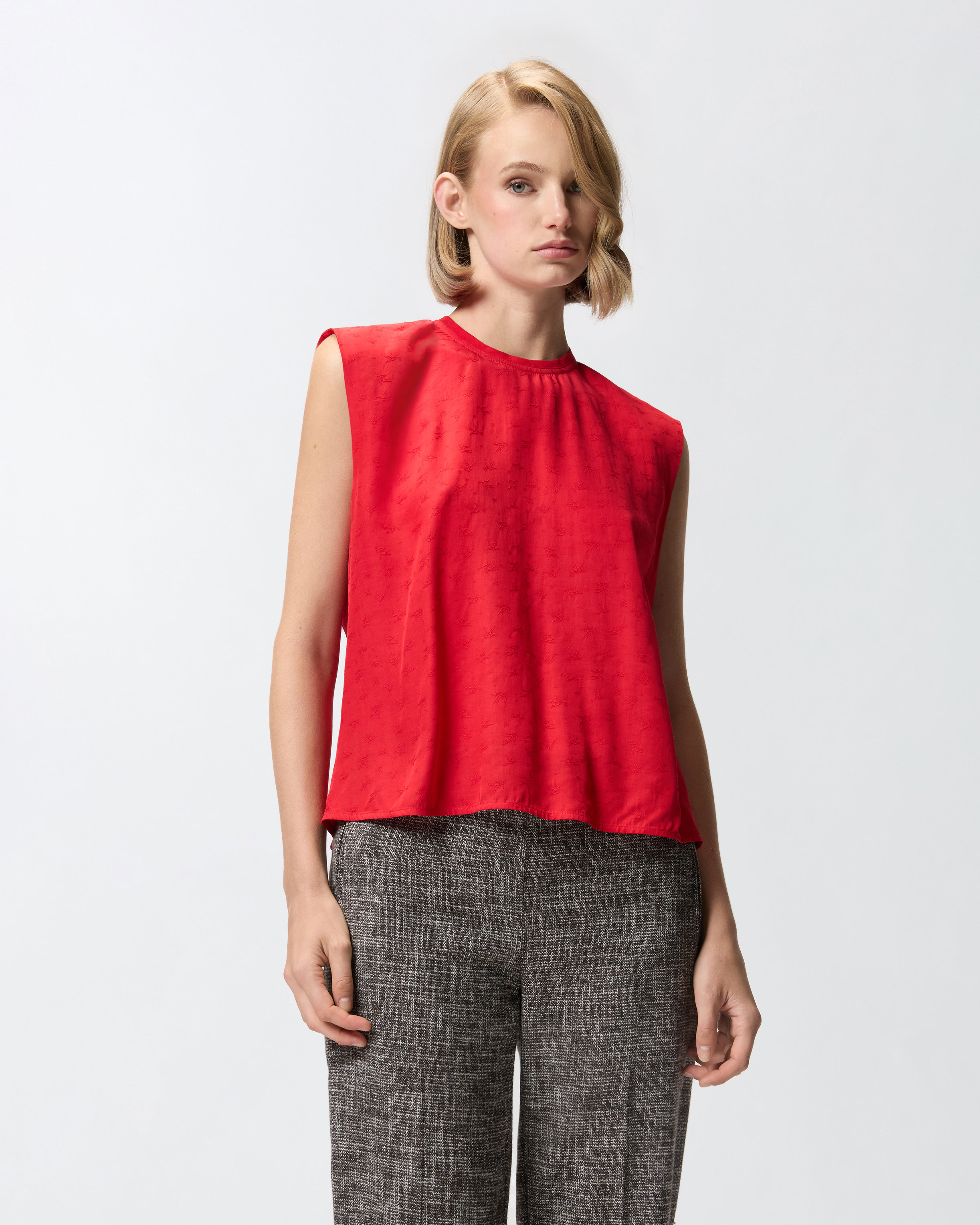 Top en jacquard de viscose - Rouge - large | Pinko 