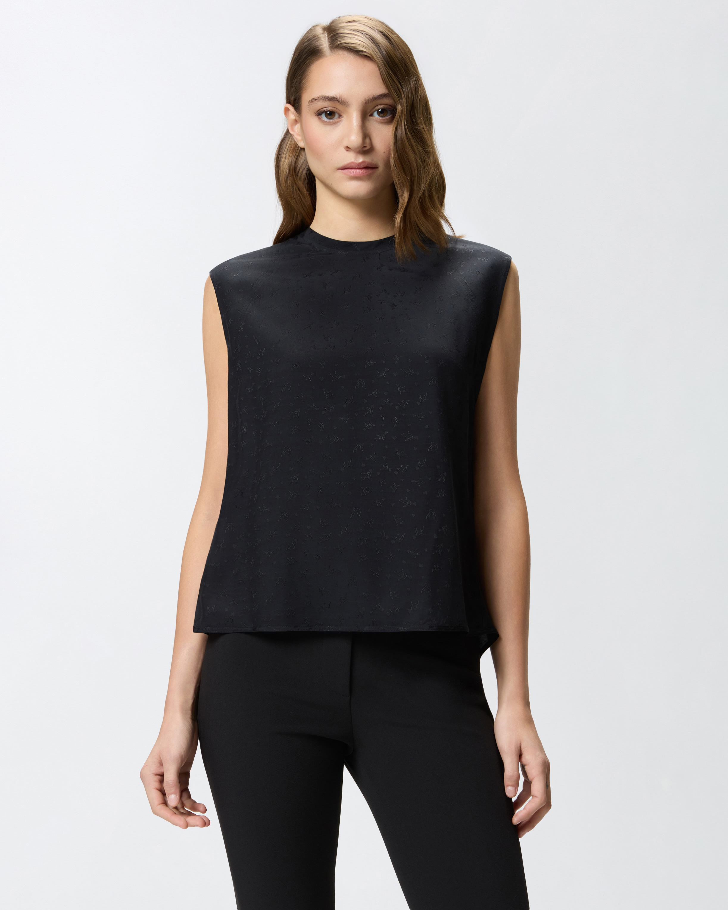 Top en jacquard de viscose - Noir - large | Pinko 