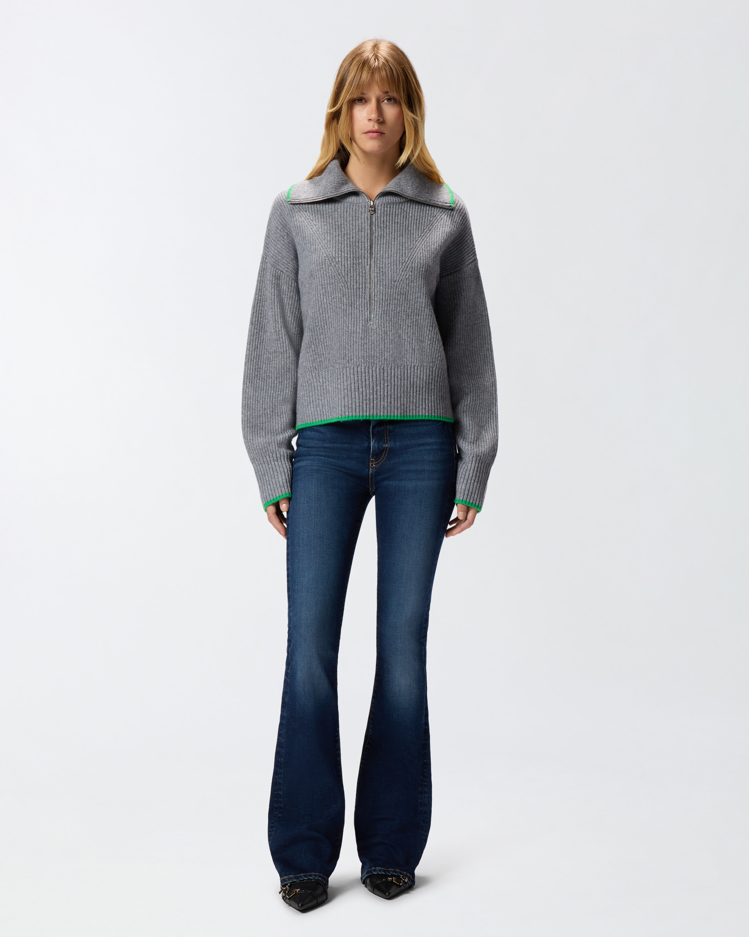 Maglia in lana e cashmere con zip 1