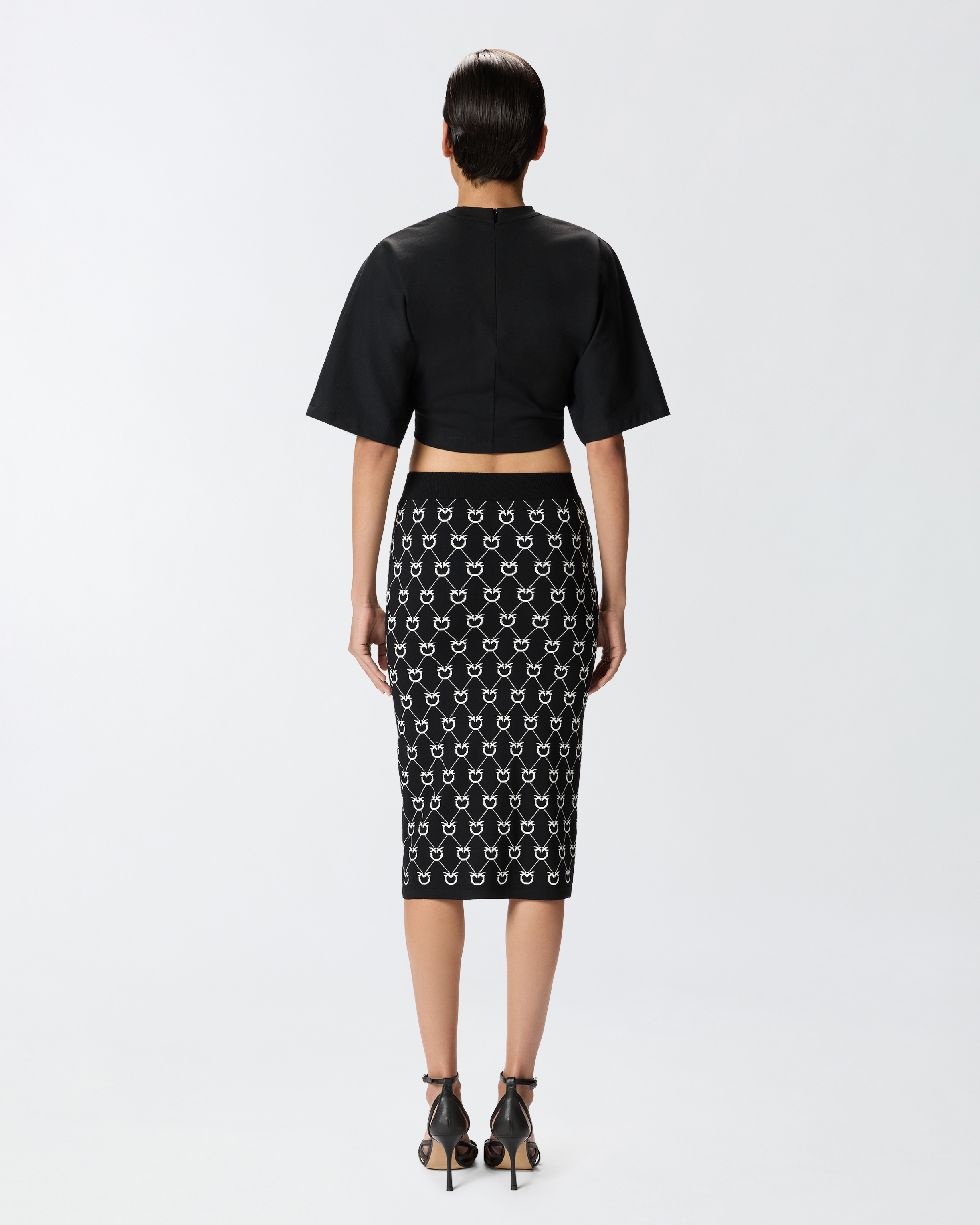 Monogram knit calf-length skirt PINKO → Shop Online
