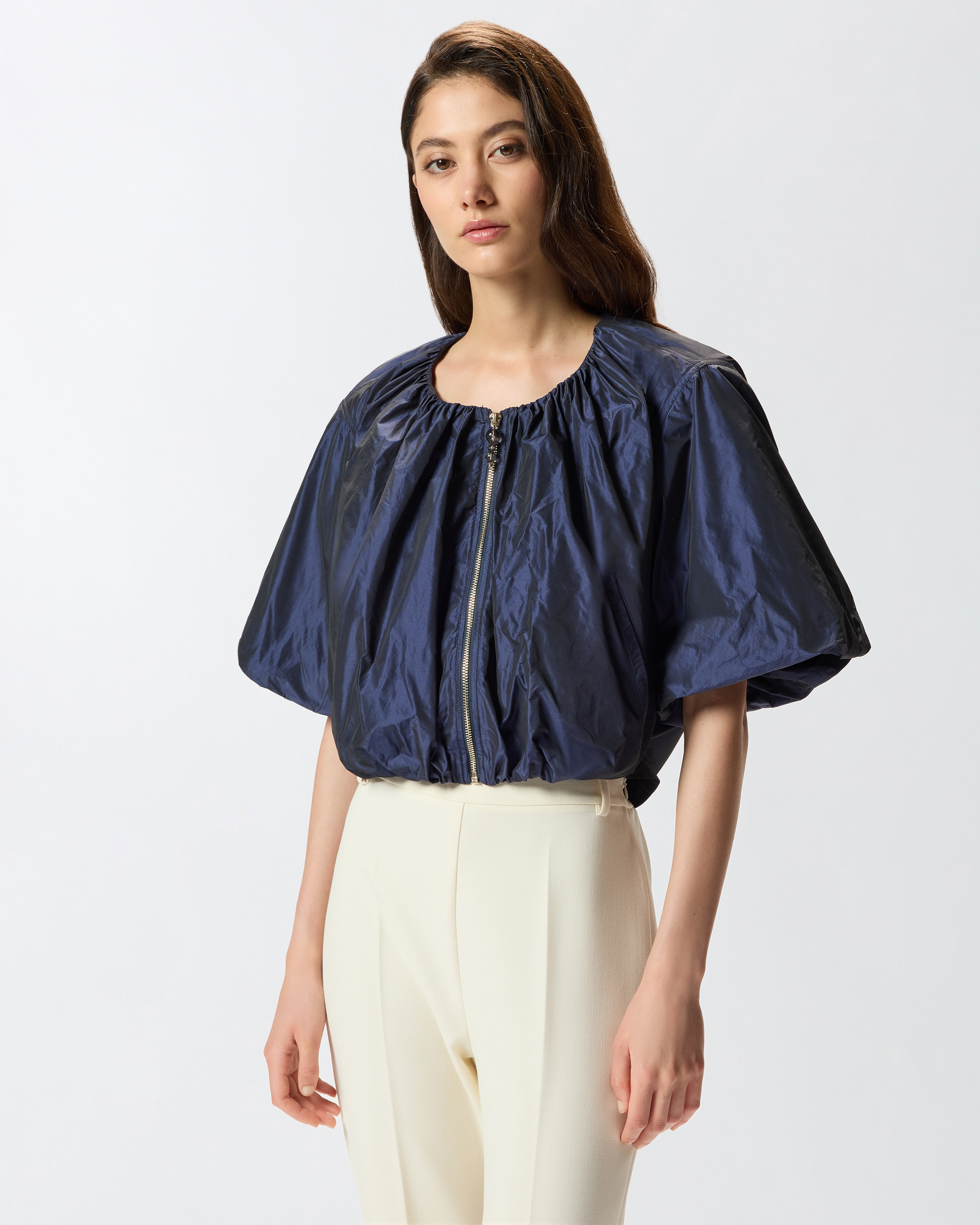 Pinko Puffed Bomber Jacket In Blue