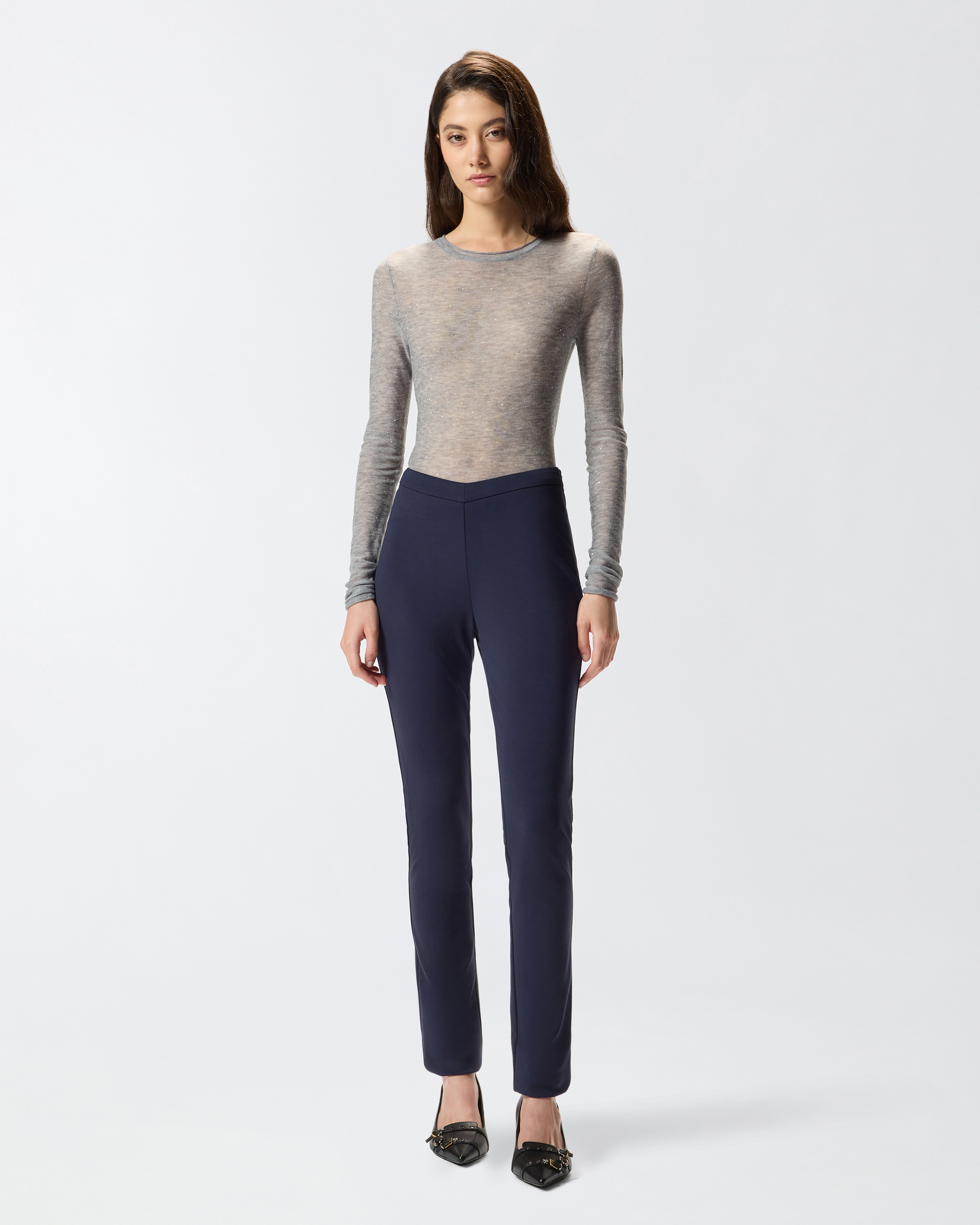 Pinko Fitted High-waisted Trousers In Blue