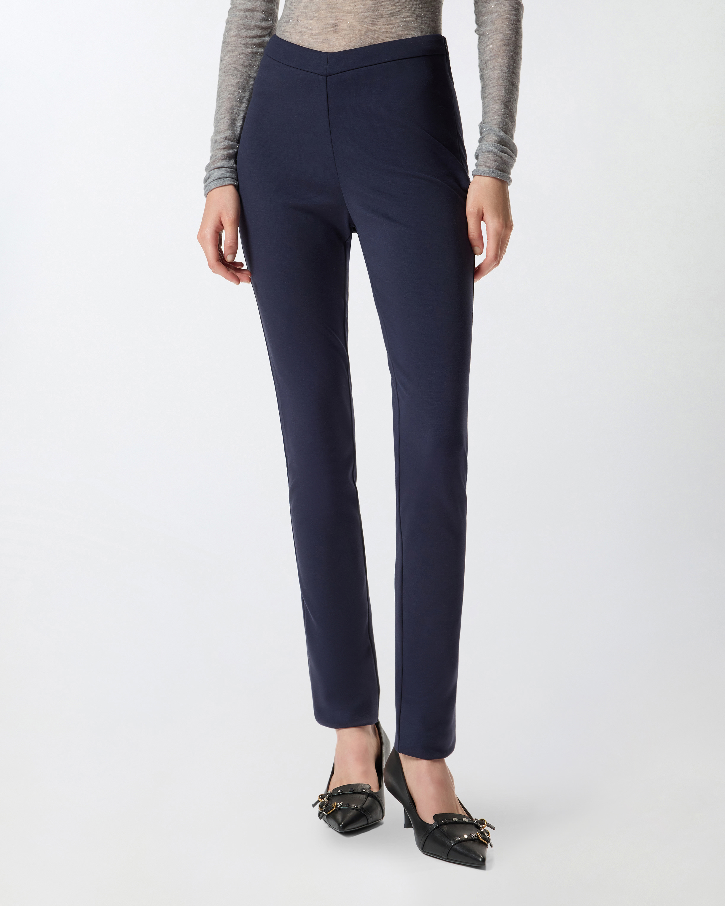 Pinko Fitted High-waisted Trousers In Blue