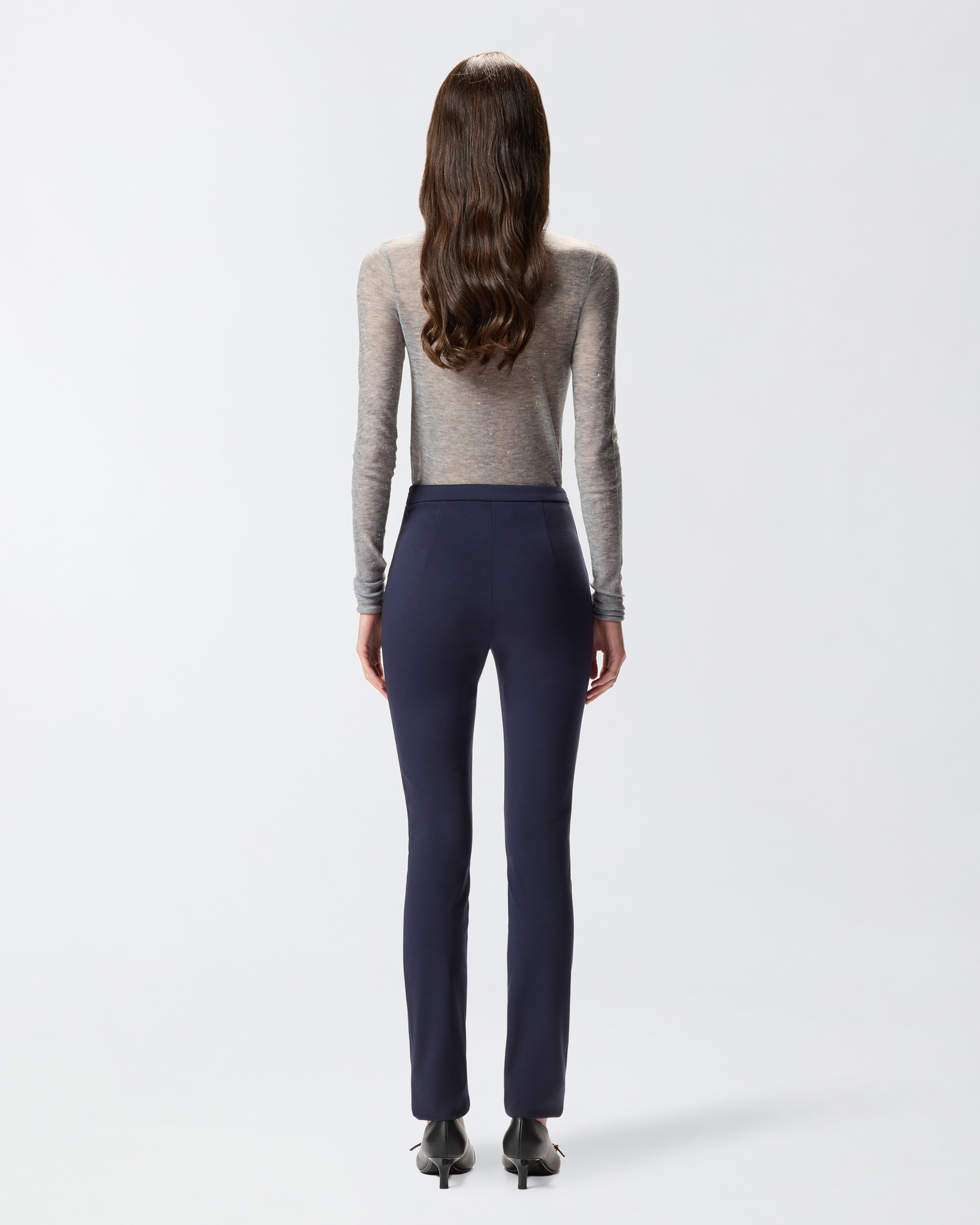 Pinko Fitted High-waisted Trousers In Blue
