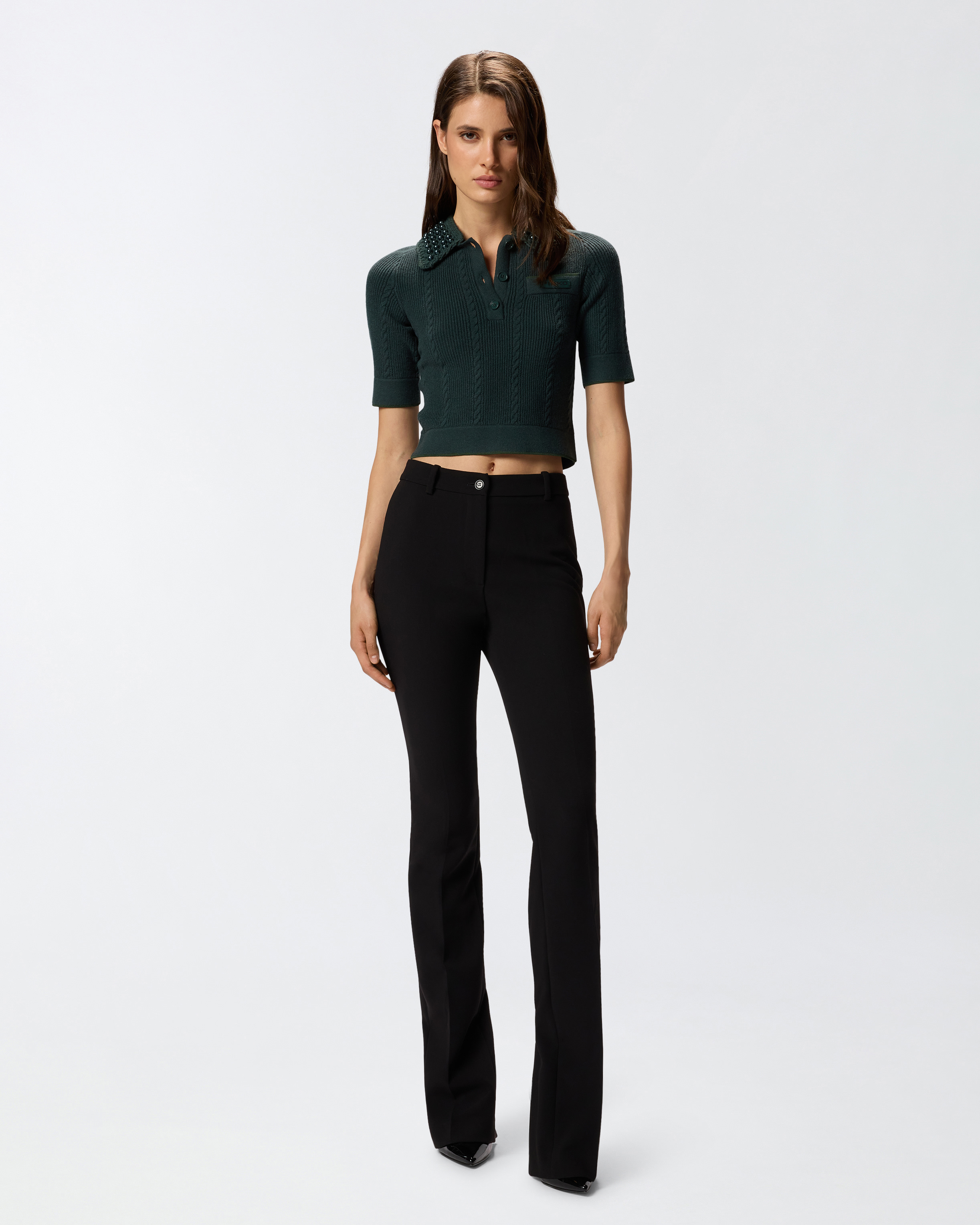 Pullover im Polo-Stil mit Perlen 1