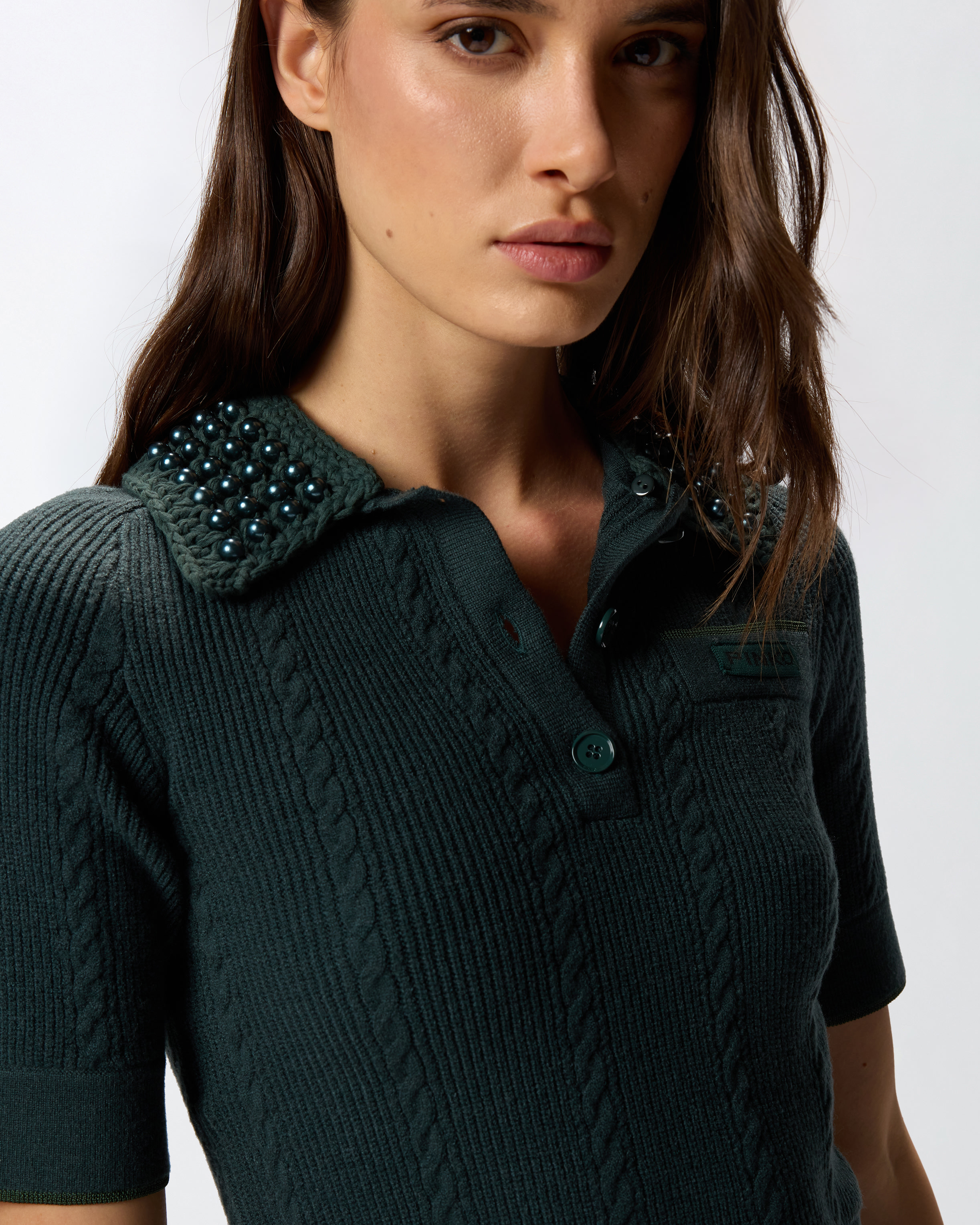 Pullover im Polo-Stil mit Perlen 3