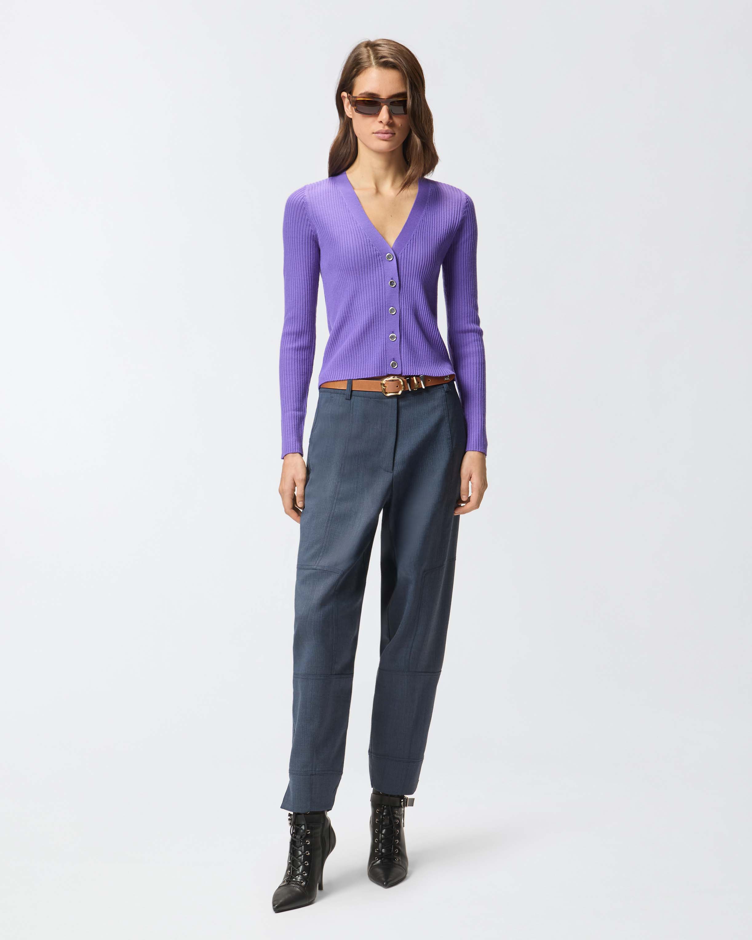 Love Birds 徽标细罗纹开衫 1