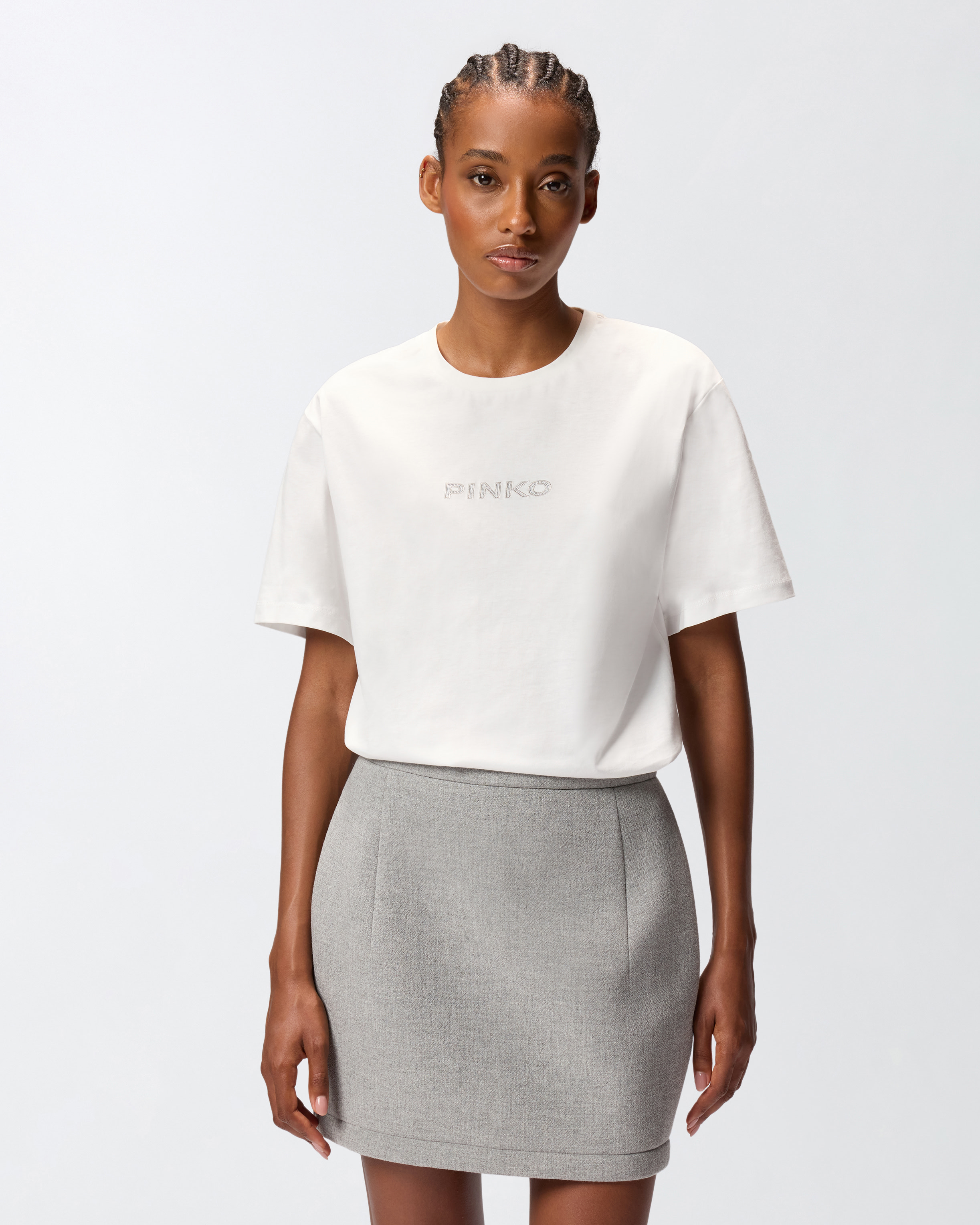 Rhinestone logo T-shirt PINKO → Shop Online