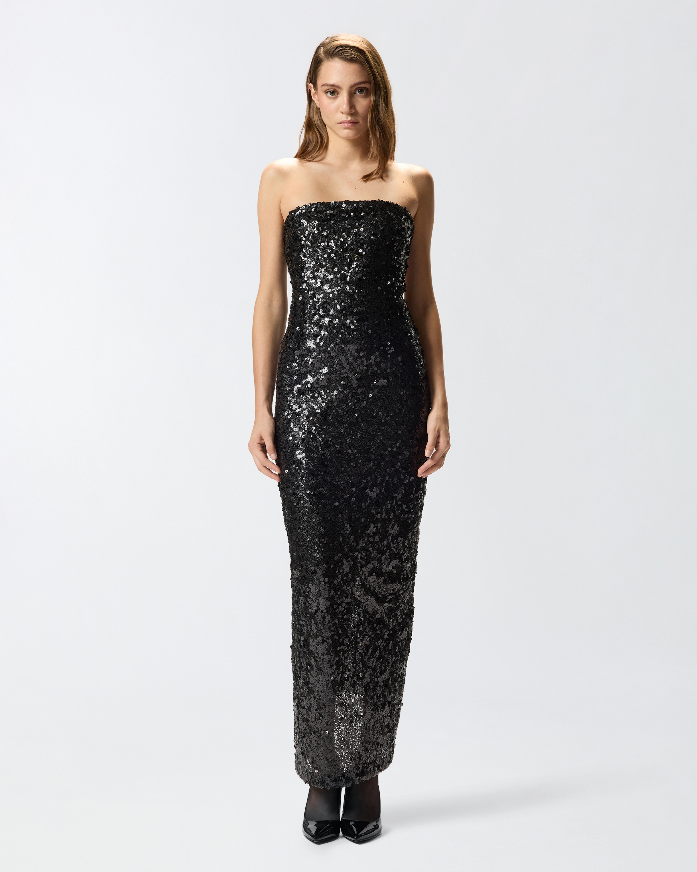 PINKO 25SS ドレス-ロング ブラック系 Made In Italy PINKO Layered Maxi Dress | Black | FARFETCH JO
