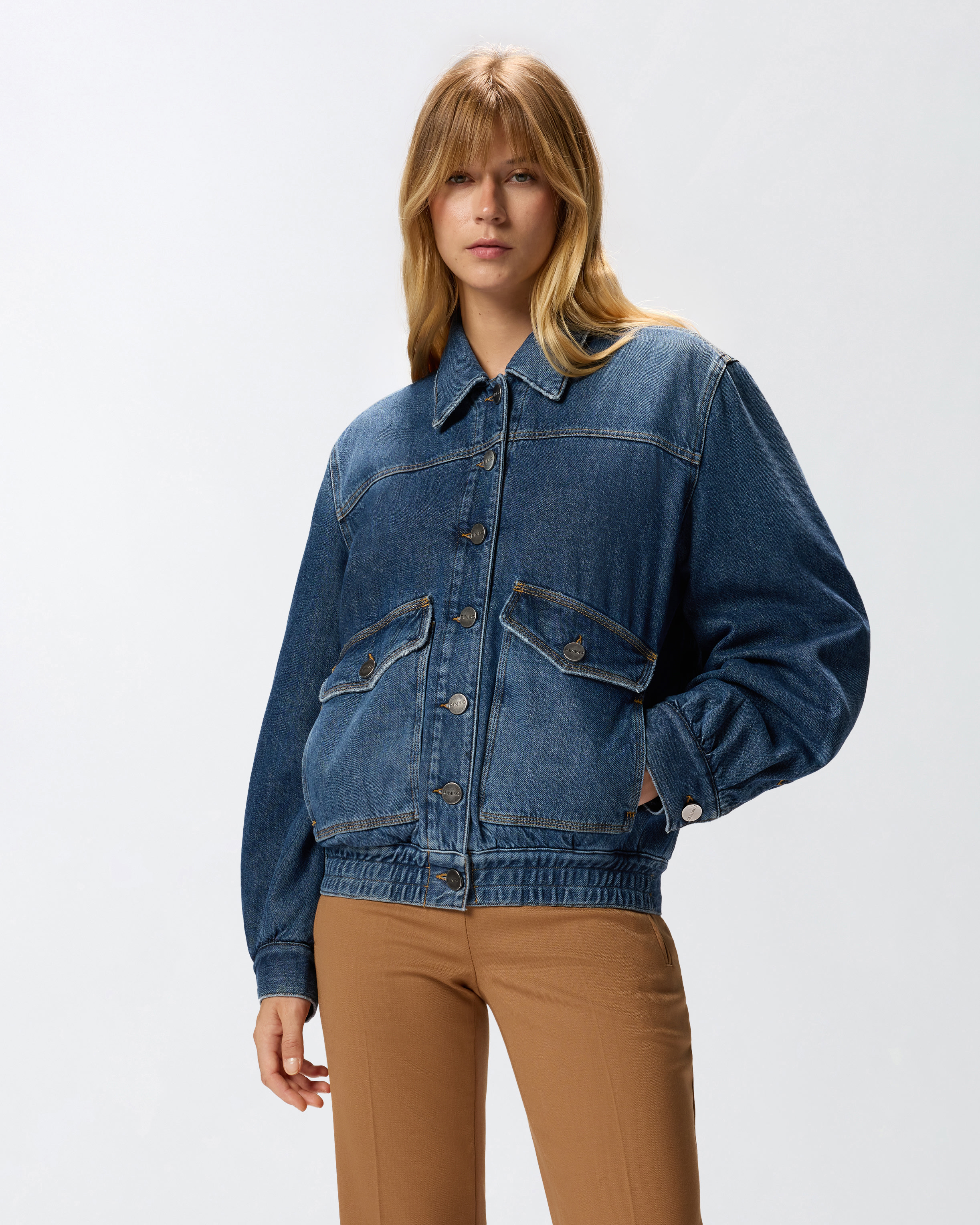 Pinko Pocket-embellished Denim Jacket In Blue