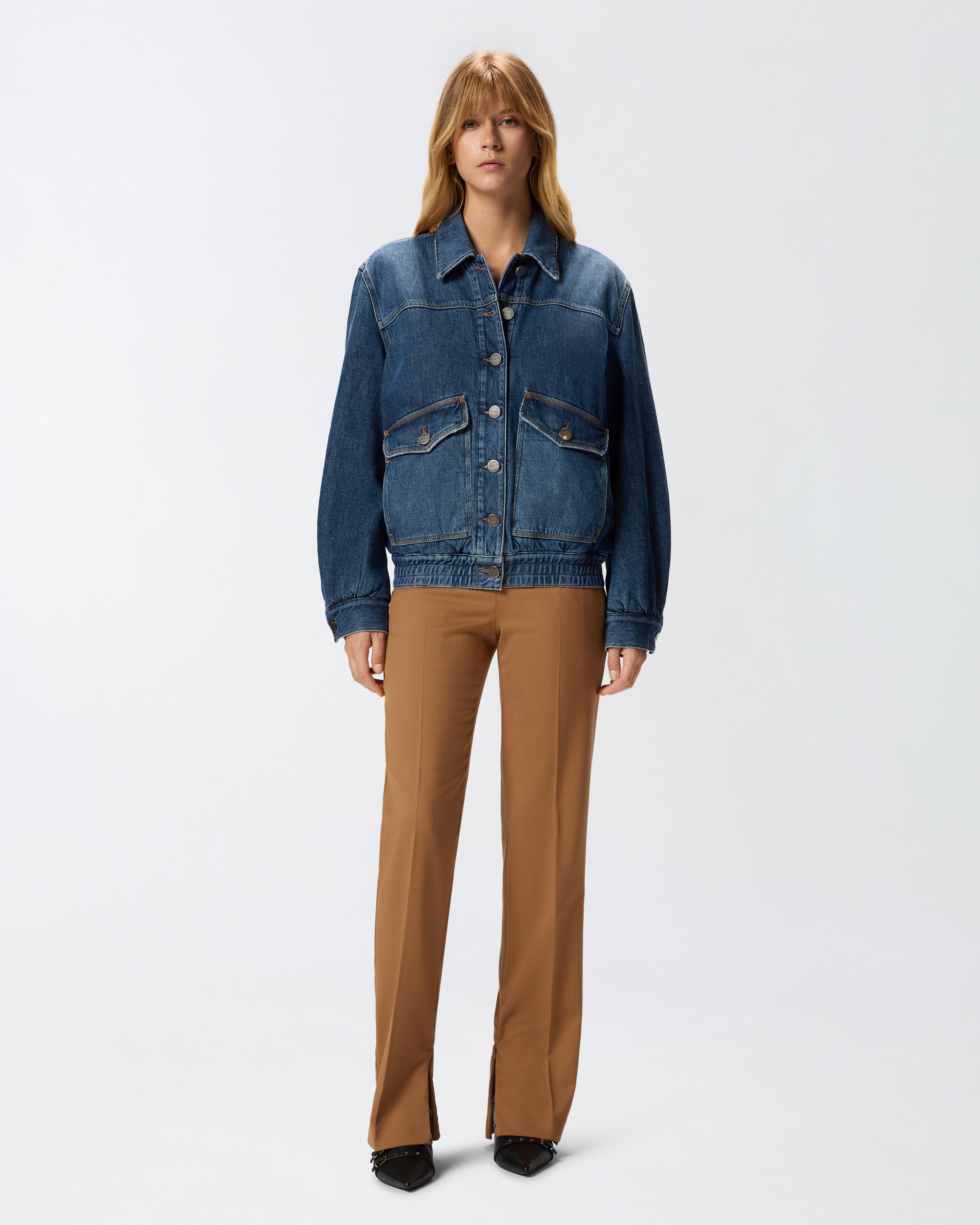 Pinko Pocket-embellished Denim Jacket In Blue