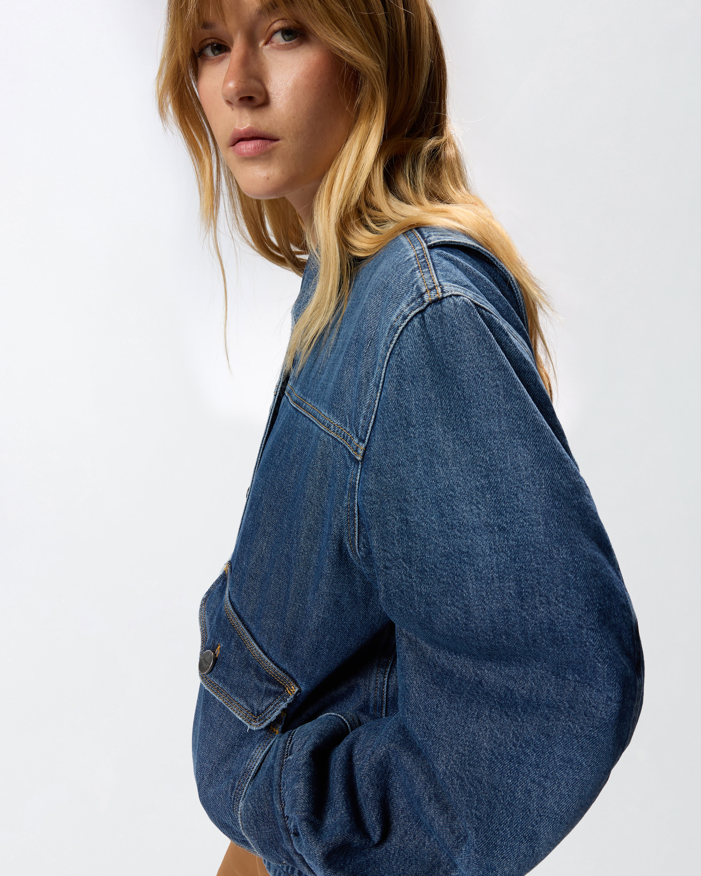Pinko Pocket-embellished Denim Jacket In Blue