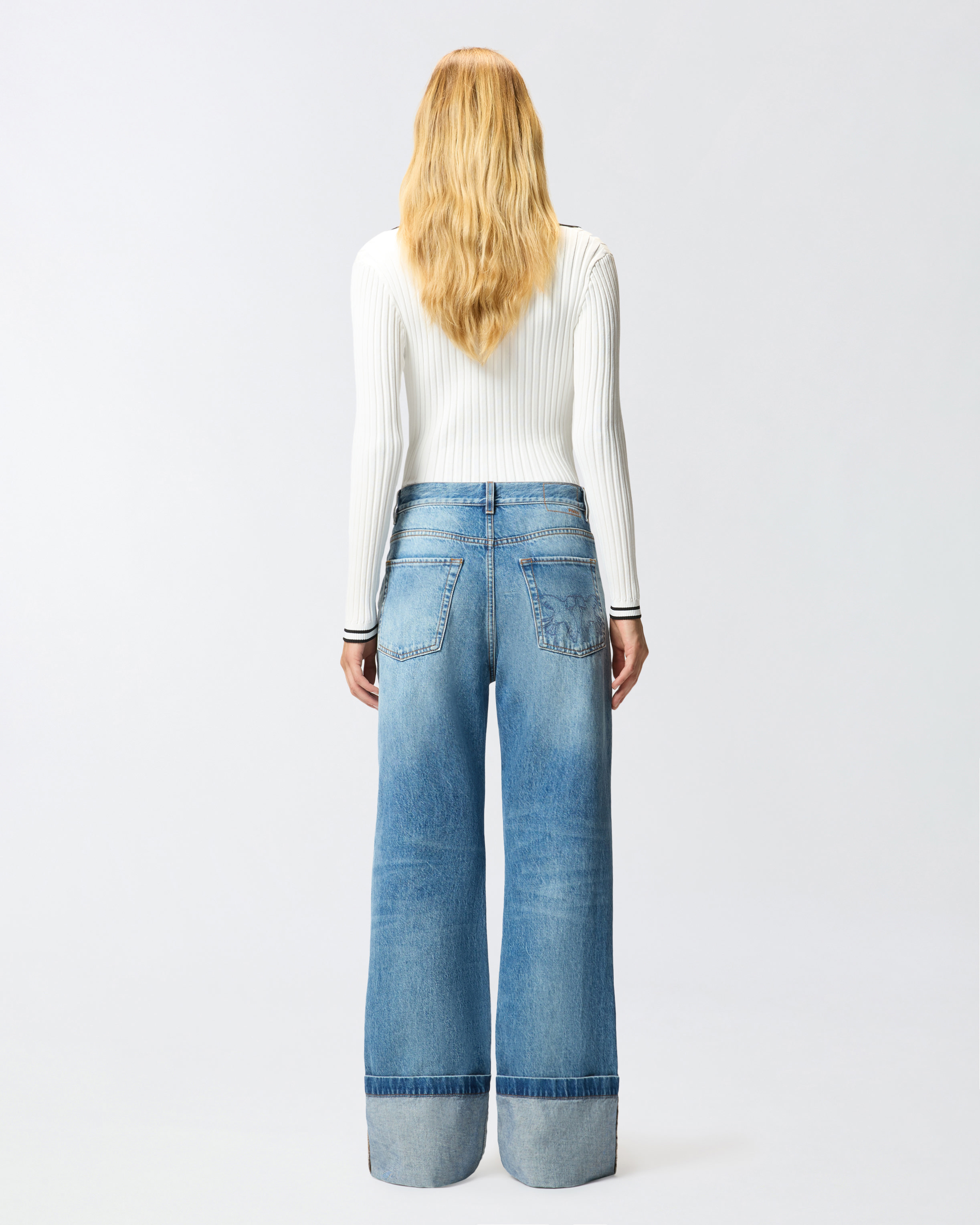 Pinko Wide Leg Trousers Featuring Pockets In Blue
