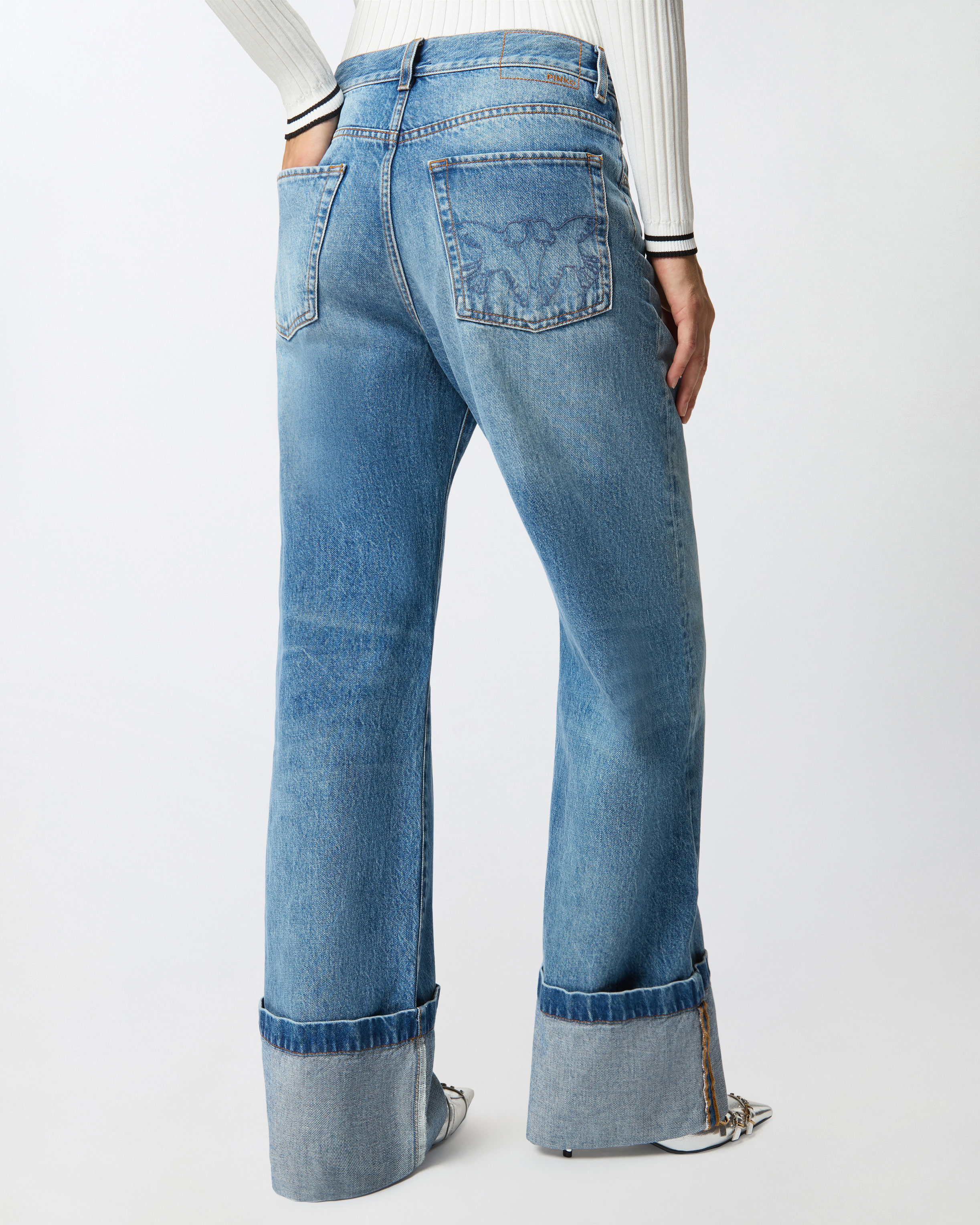 Pinko Wide Leg Trousers Featuring Pockets In Blue