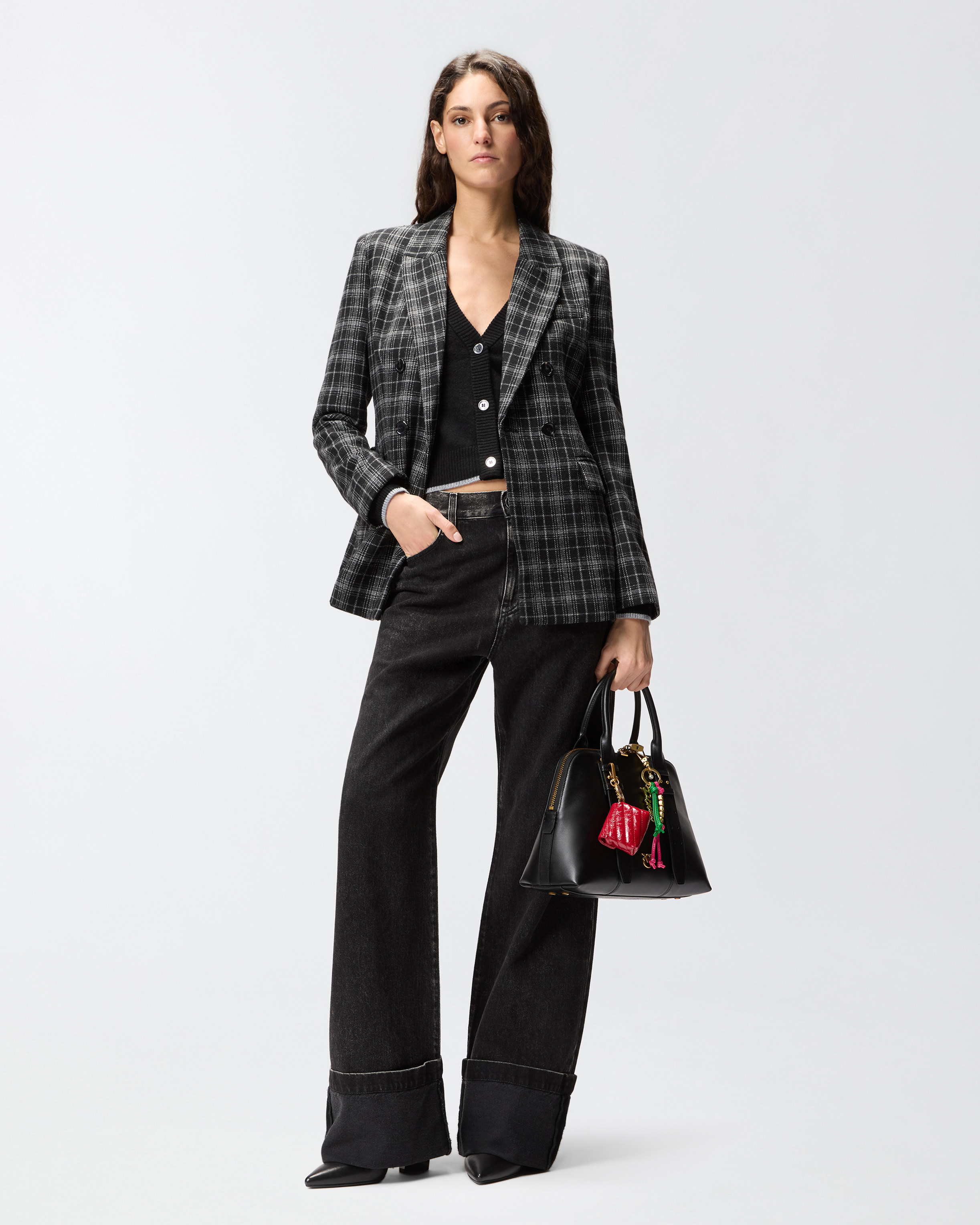 Black denim wide-leg jeans 0