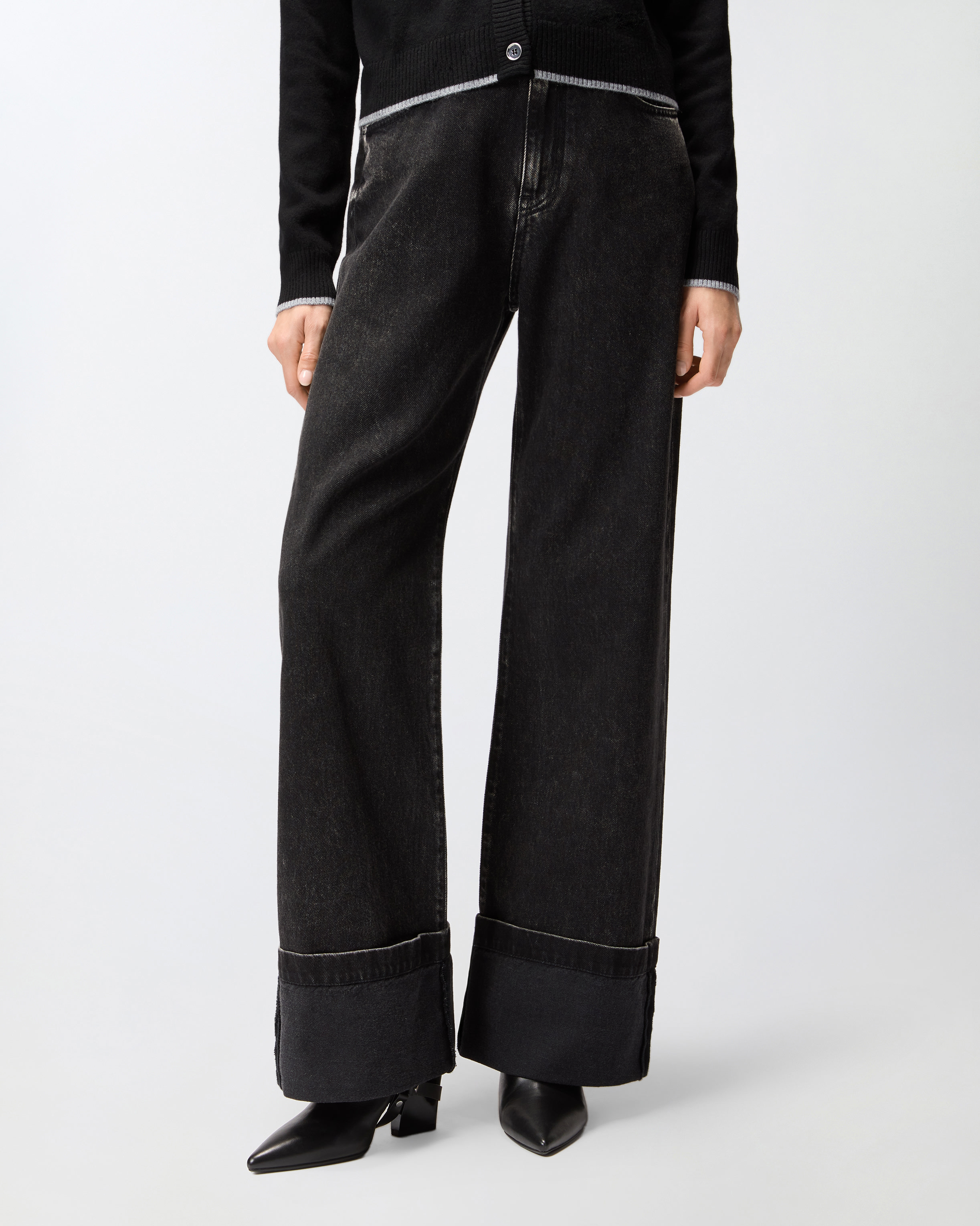 Black denim wide-leg jeans 1