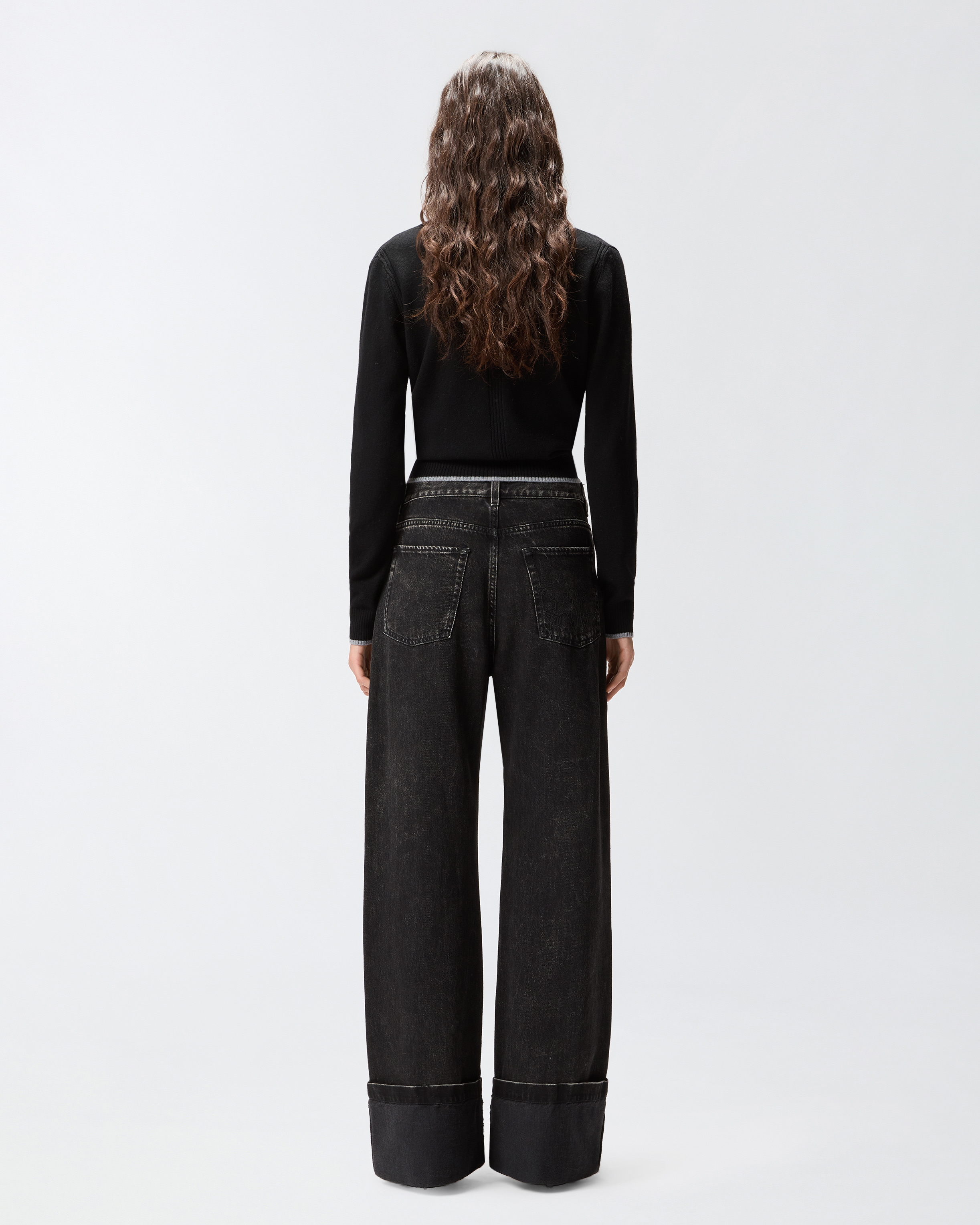 Black denim wide-leg jeans 2