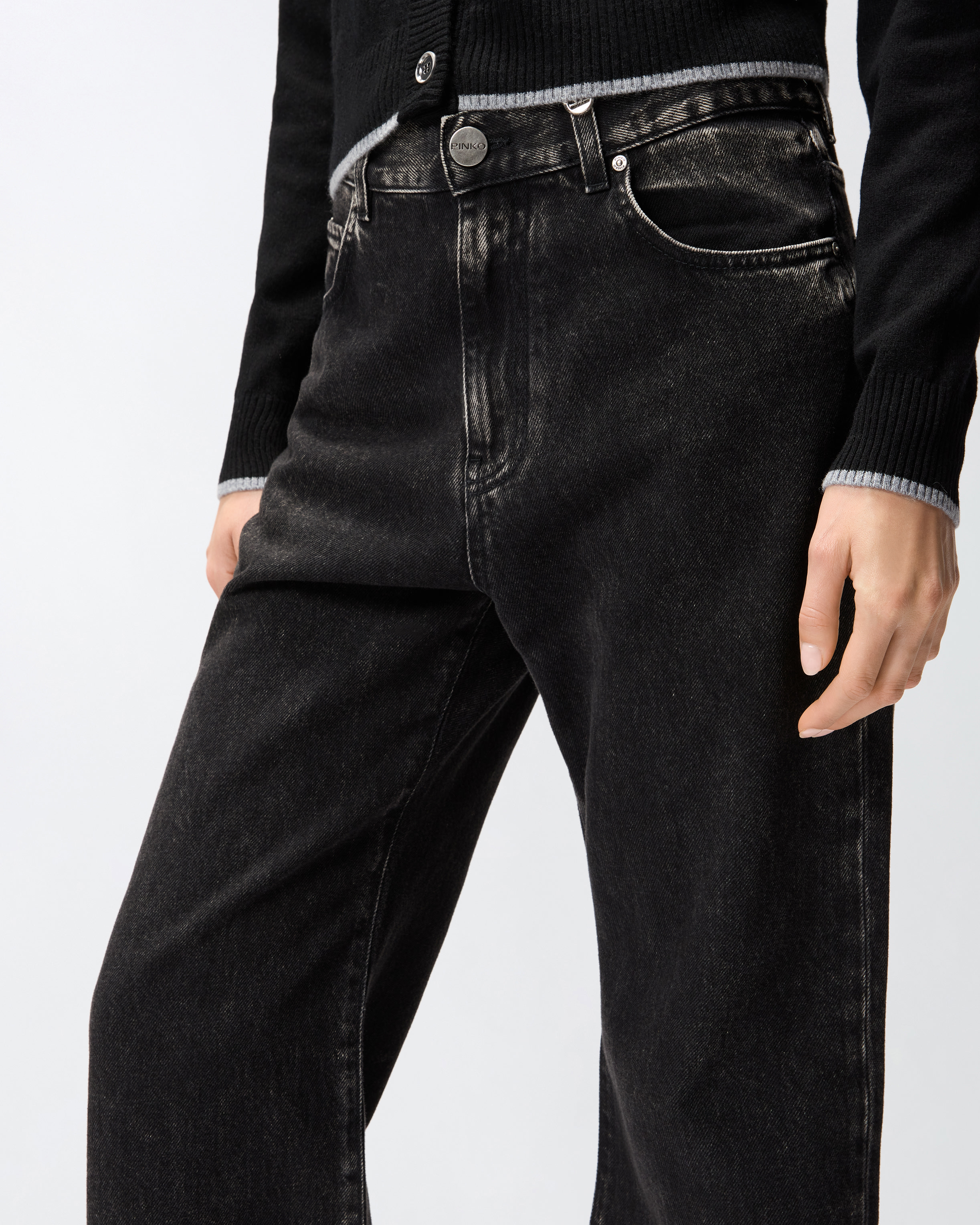 Black denim wide-leg jeans 3