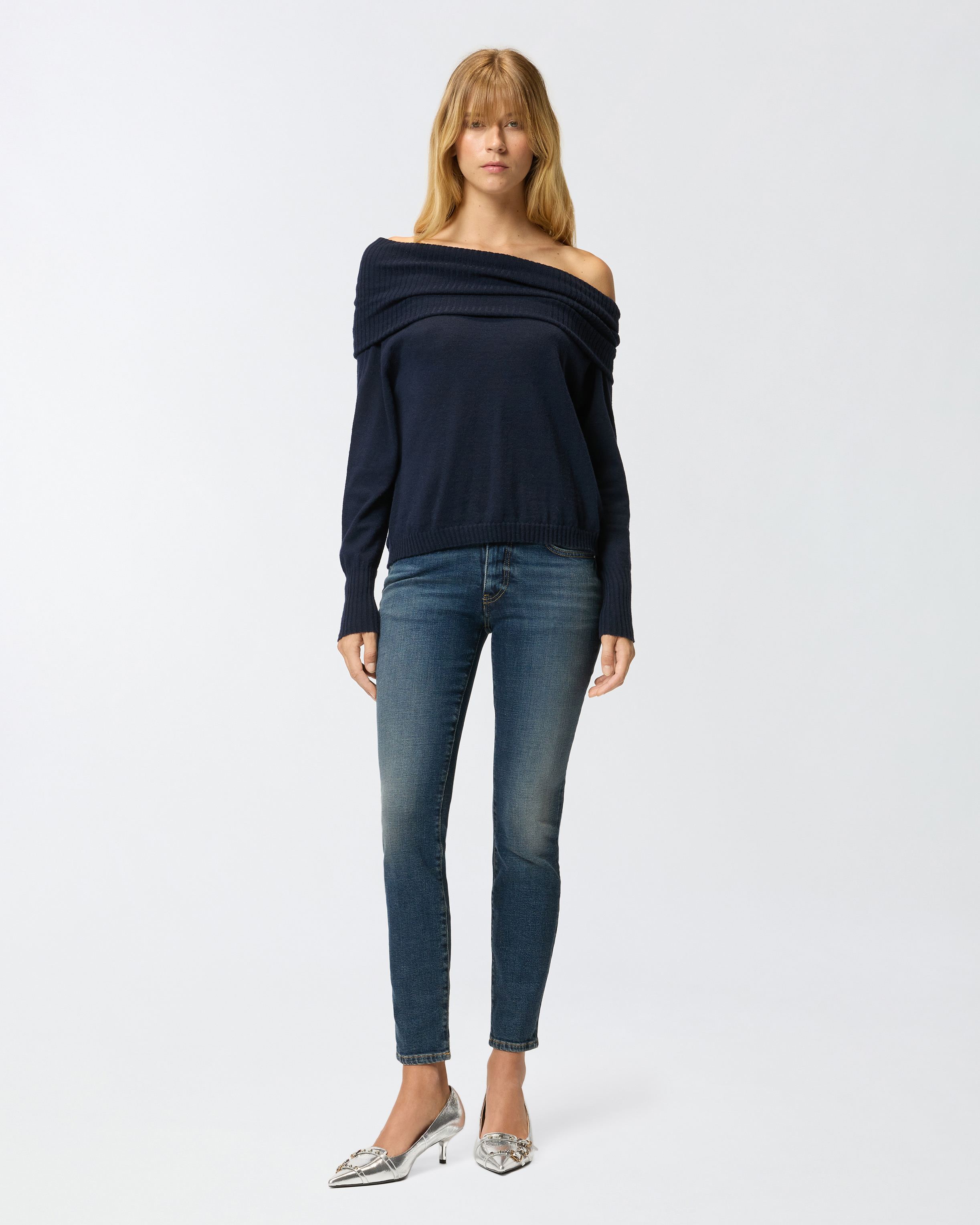 こまＪ（6/21迄） Shirring Jersey Jacquard High Neck Top - black – OBLIGE