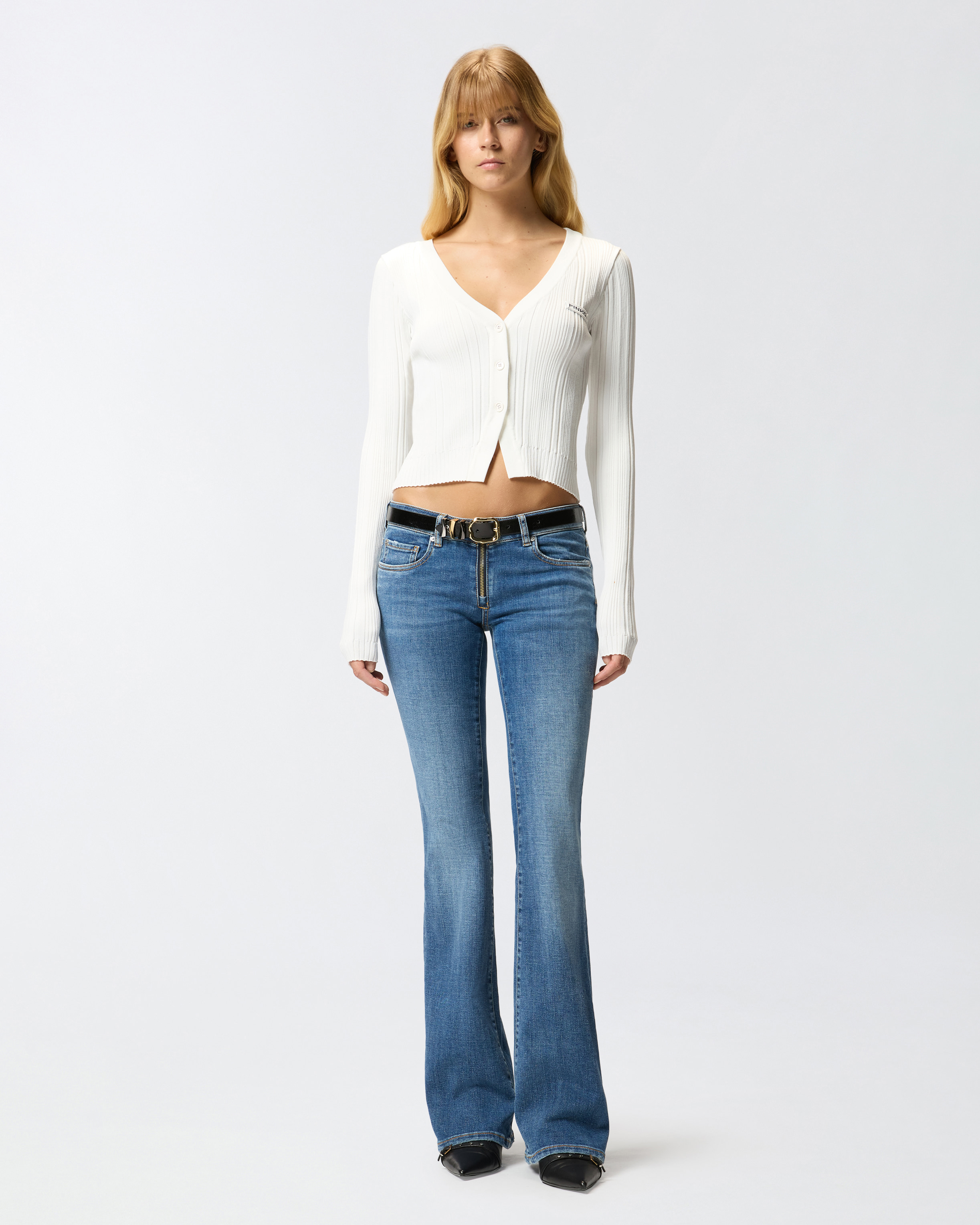 Pinko Flared Low-rise Jeans In Blue