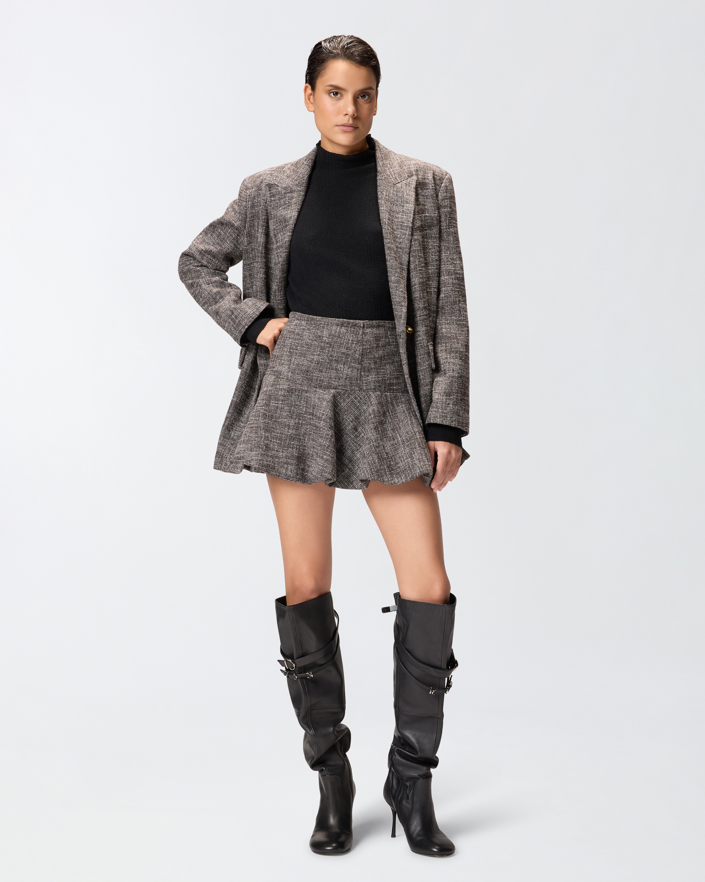 Minirock aus Flanell - Schwarz, Braun, Weiß - large | Pinko 