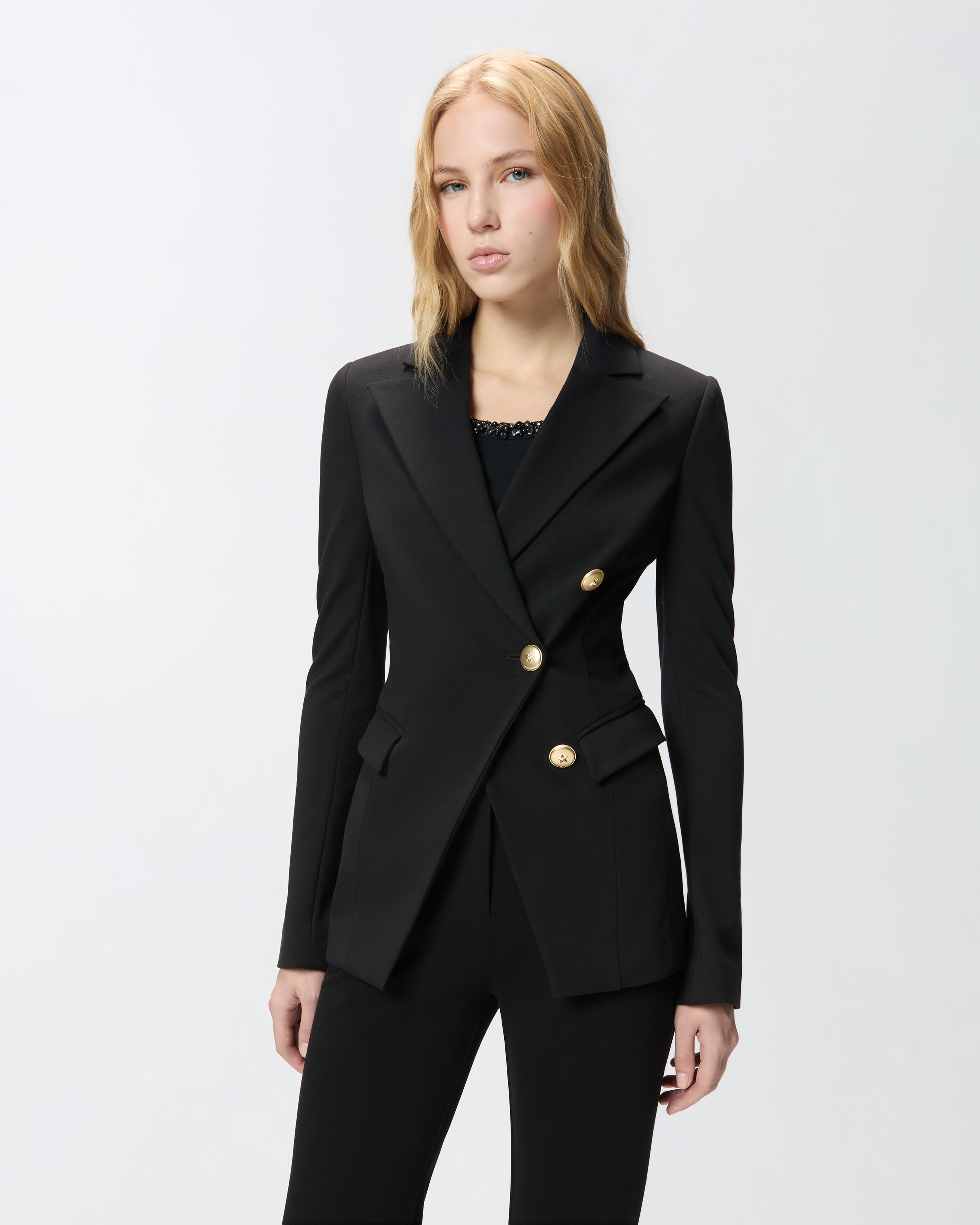 Blazer en punto roma - Negro - large | Pinko 