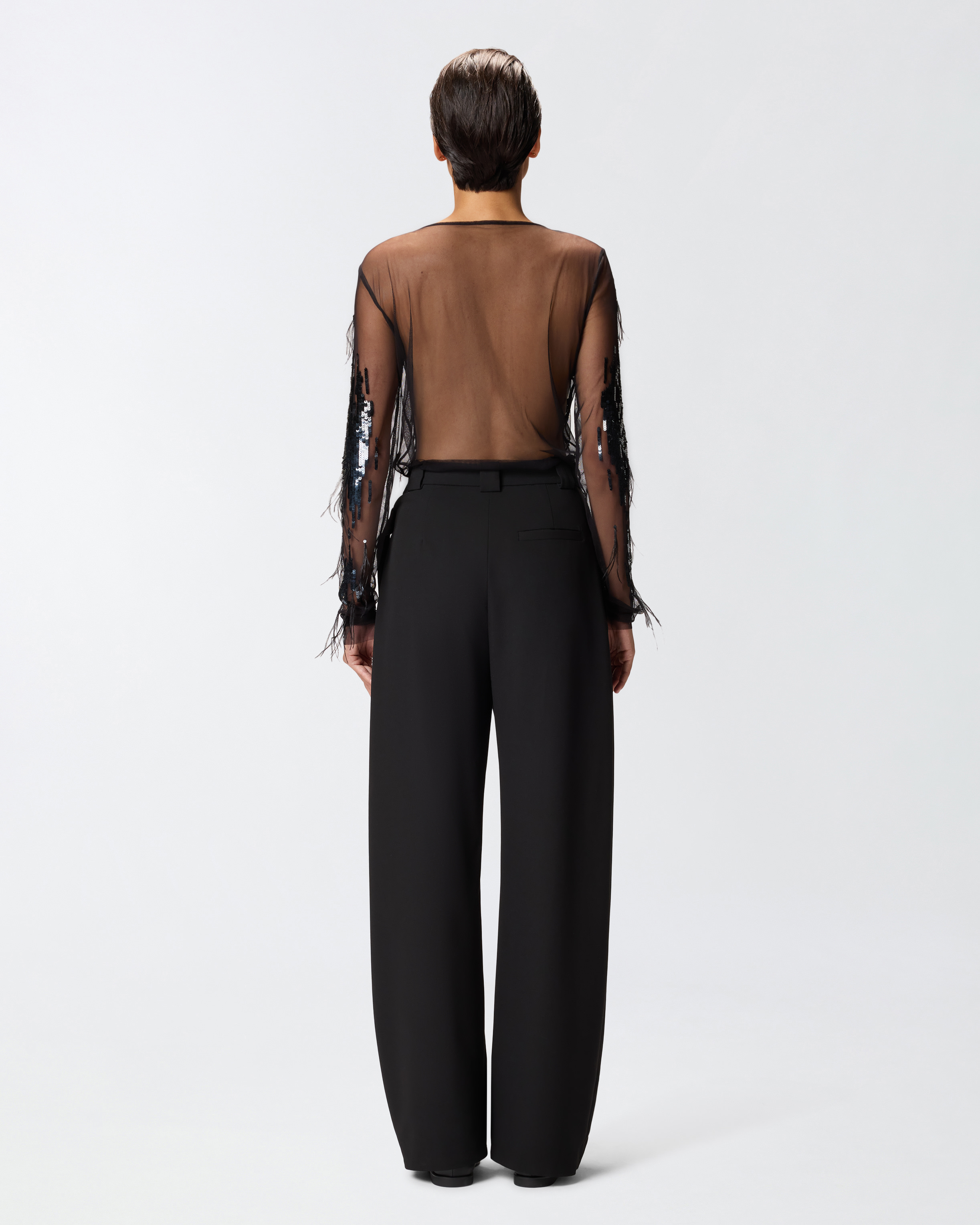 羽毛与亮片装饰透视针织衫 2