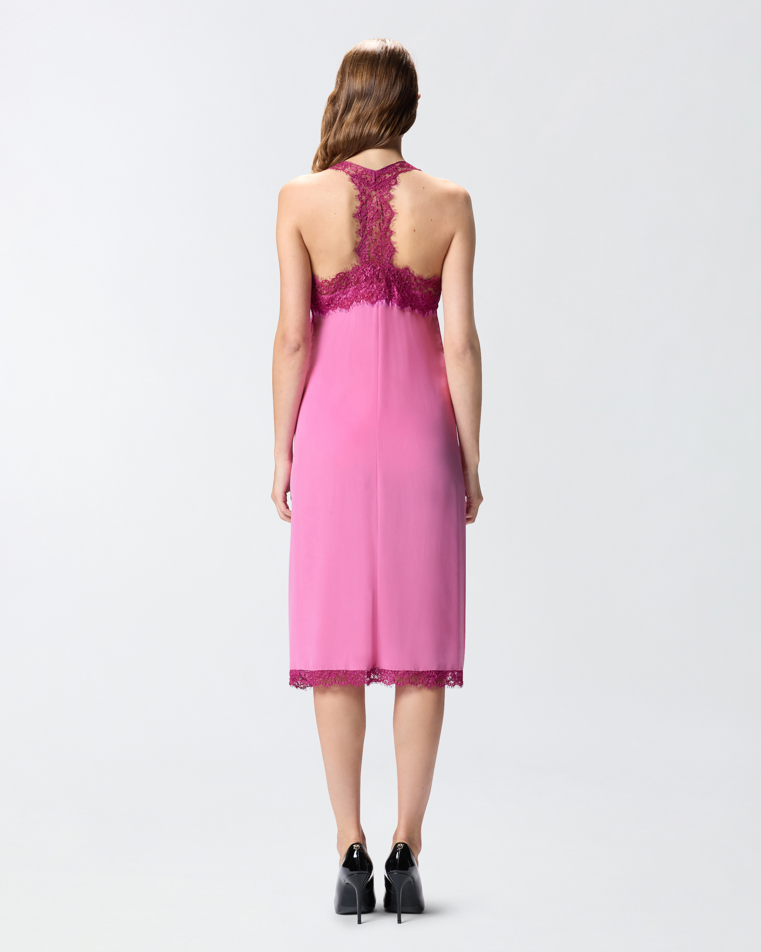 Pinko Silk And Lace Lingerie Dress In Pink