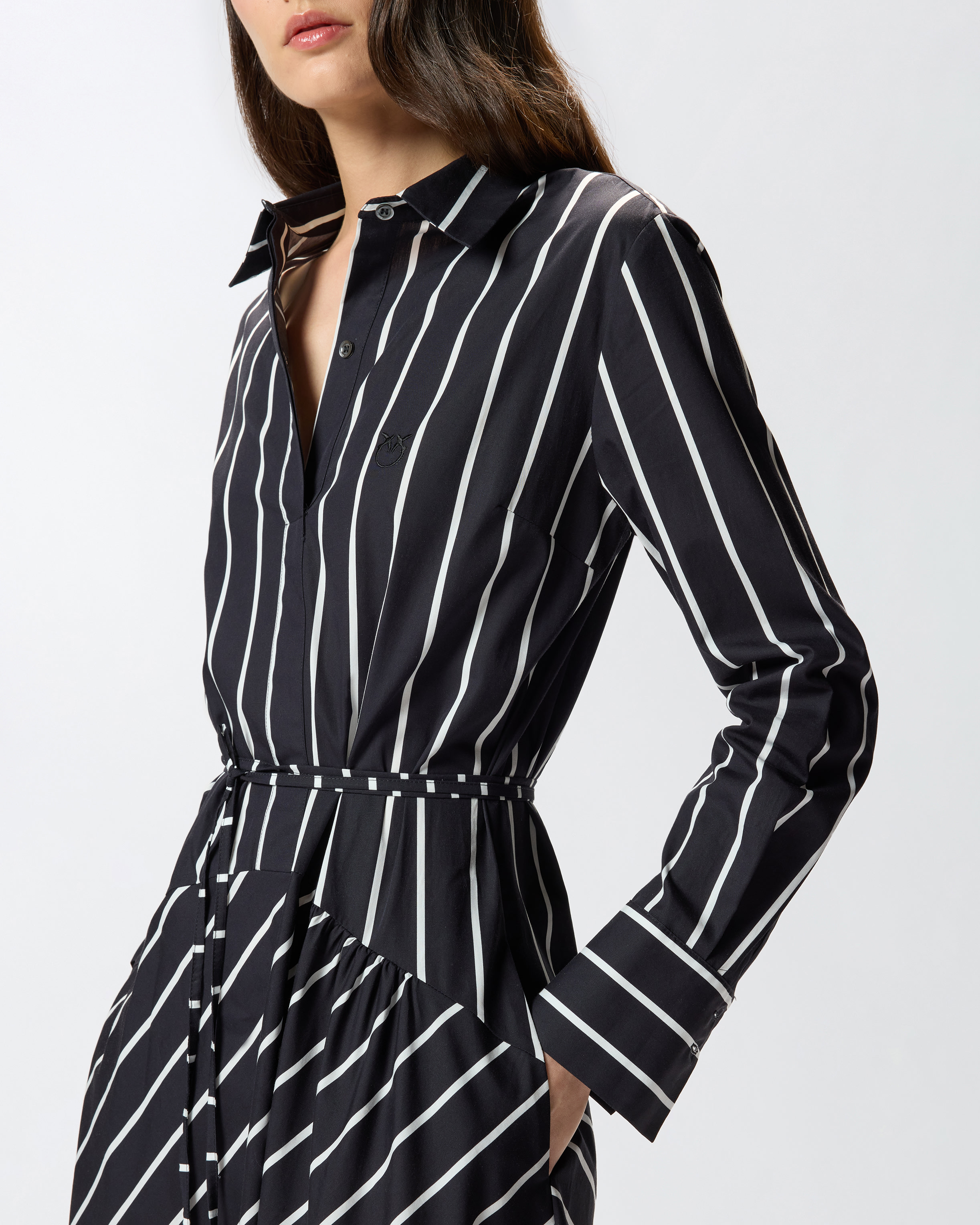 Long striped poplin dress 1