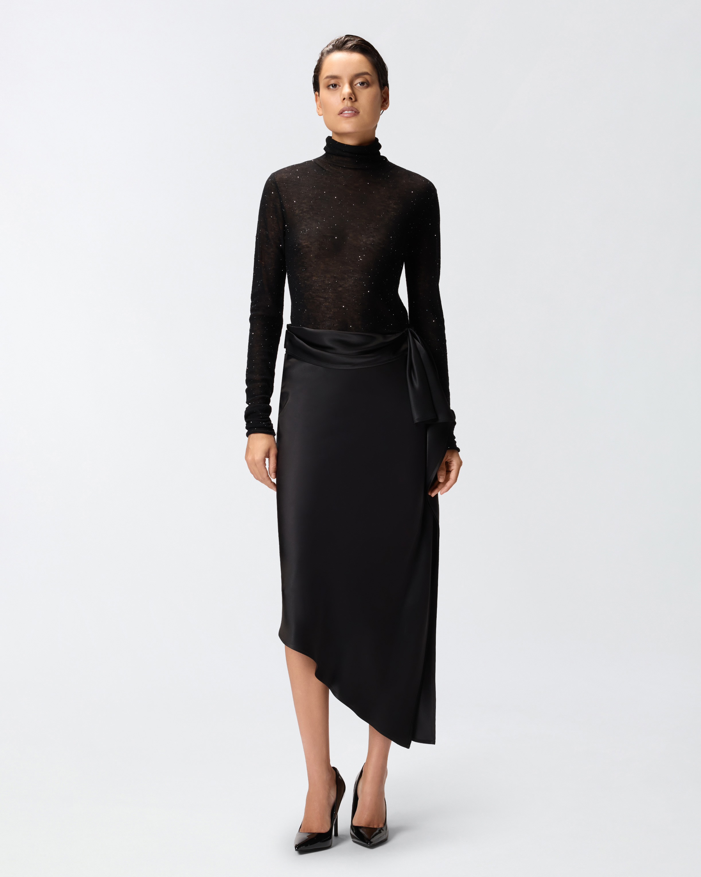 不对称迷笛半裙 - 黑色 - large | Pinko 