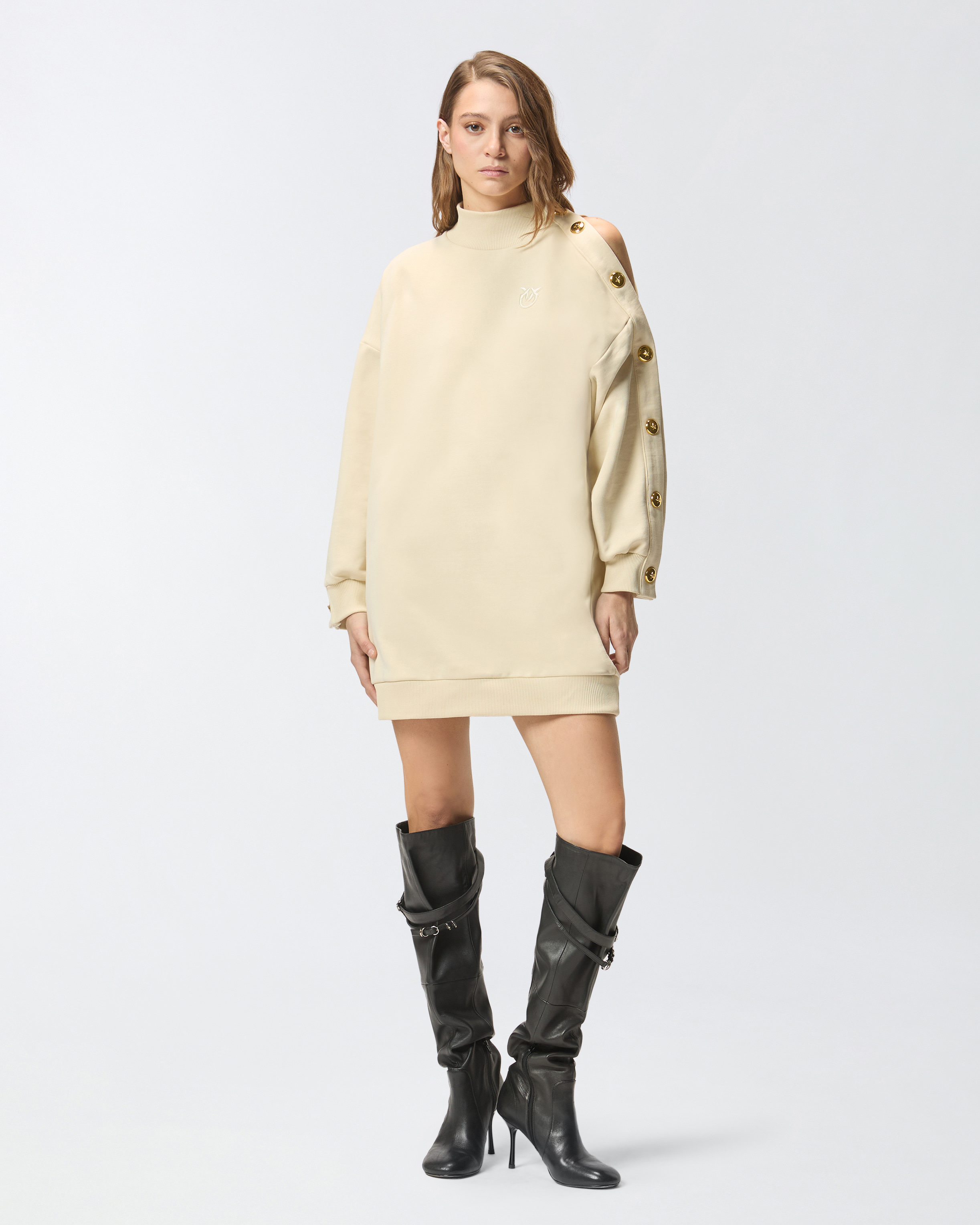 Buttoned fleece maxi-sweater 0