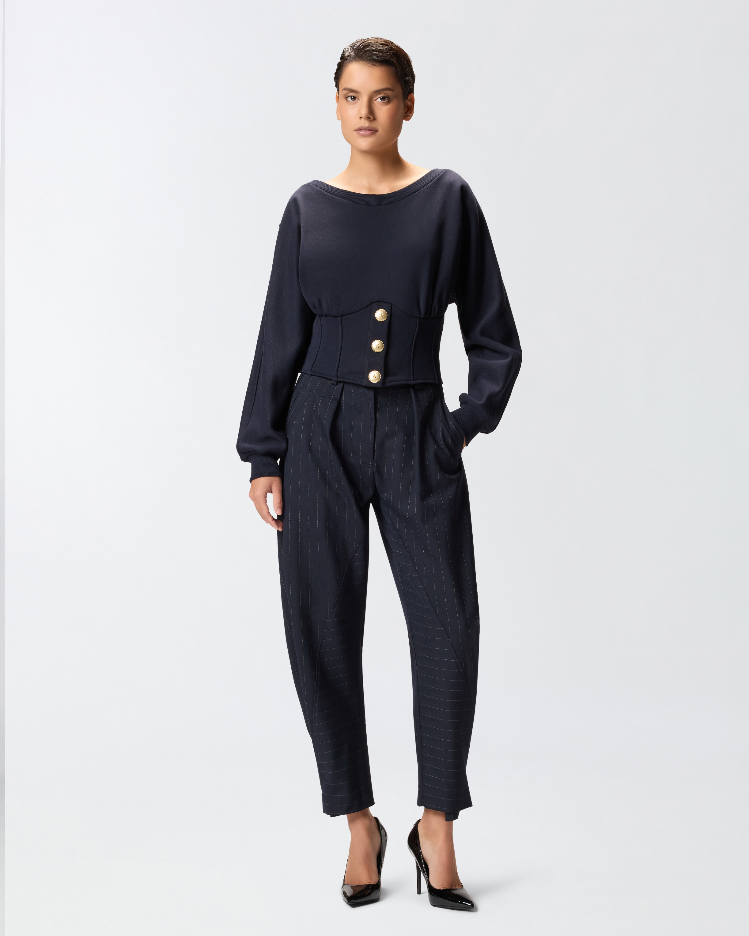 Sweat-shirt bustier à boutons 1