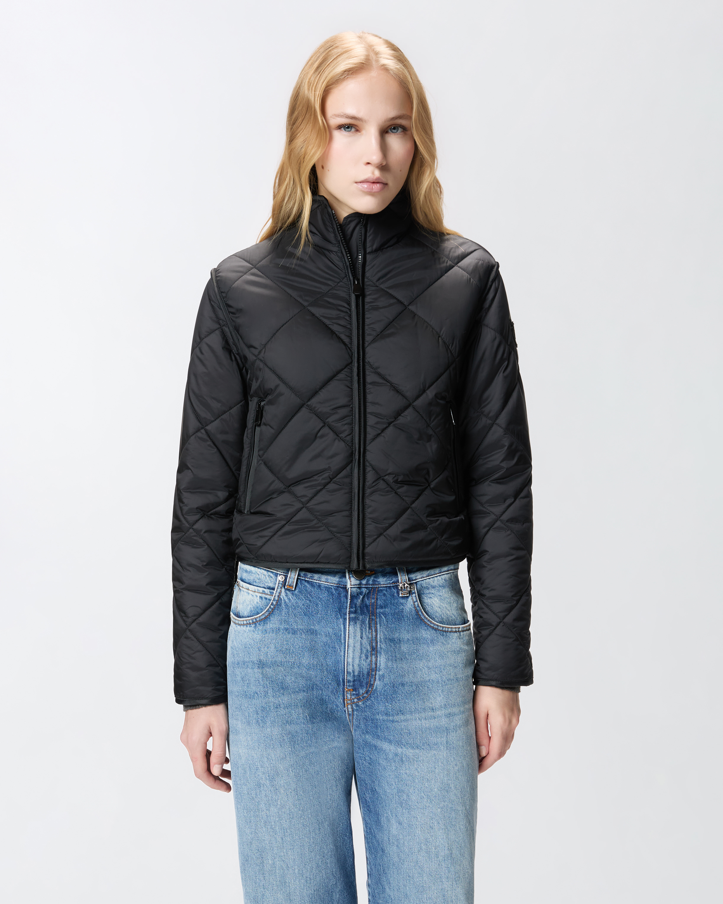 Quilted technical canvas jacket - Black - large | Pinko 