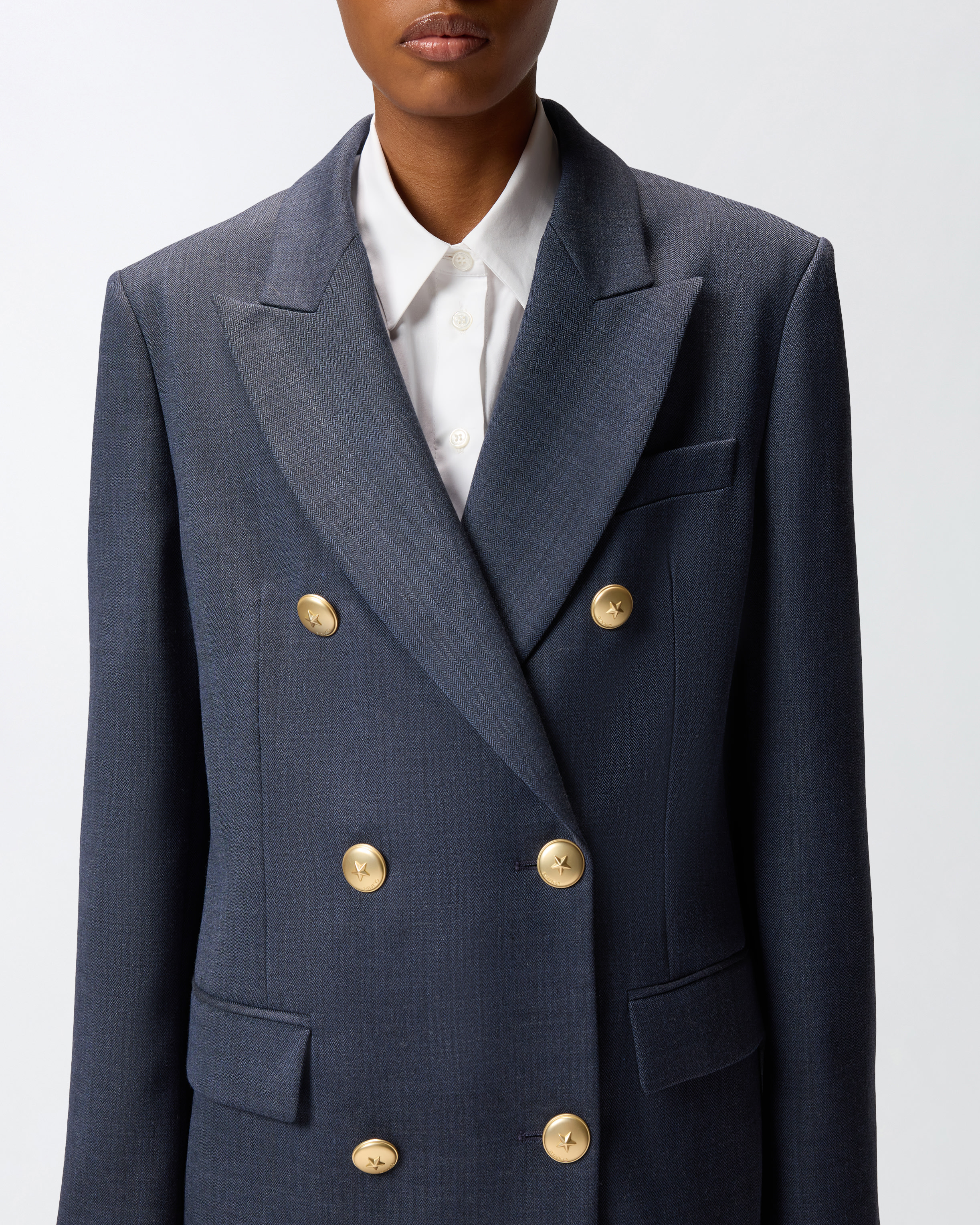 Pinko Double-breasted Button-closure Blazer In Blue