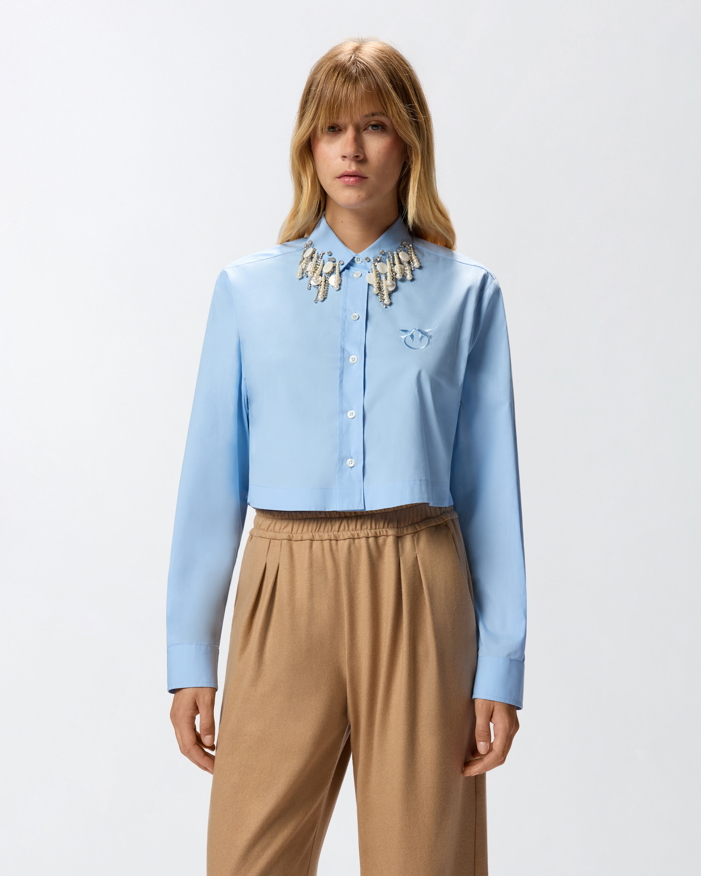 Cropped-Bluse mit Schmuckapplikationen 0