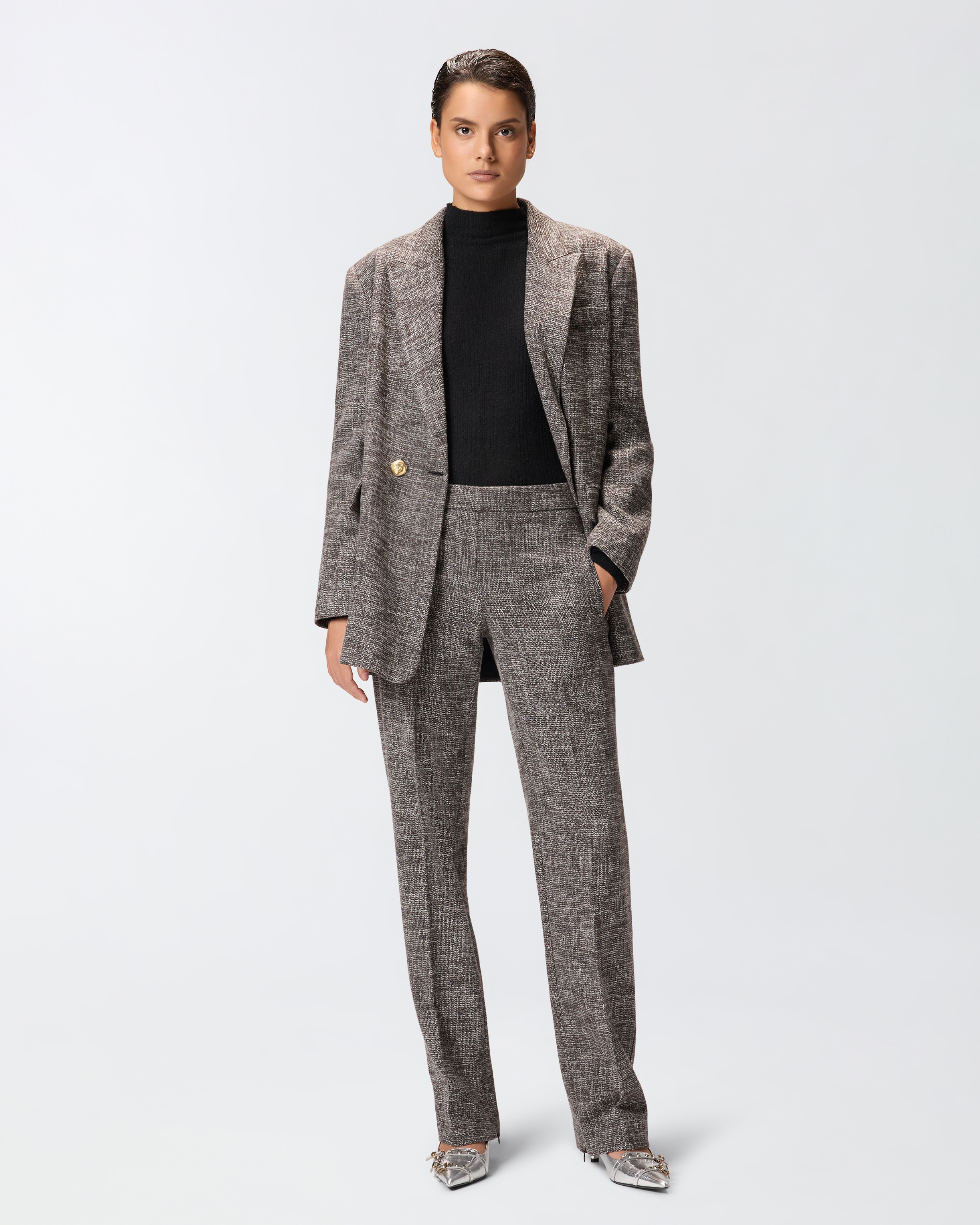 Pantaloni a vita alta in flanella 0